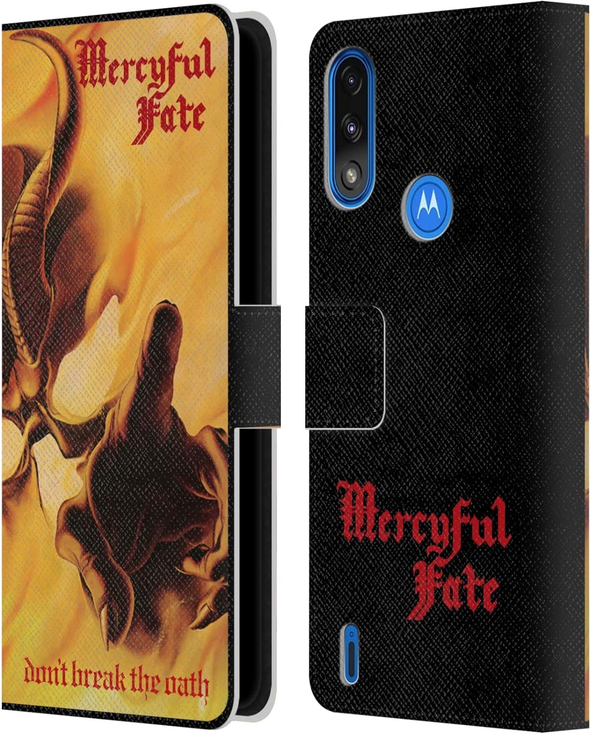 Head Case Designs Officially Licensed Mercyful Fate Don’t Break The Oath Black Metal Leather Book Wallet Case Cover Compatible with Moto E7