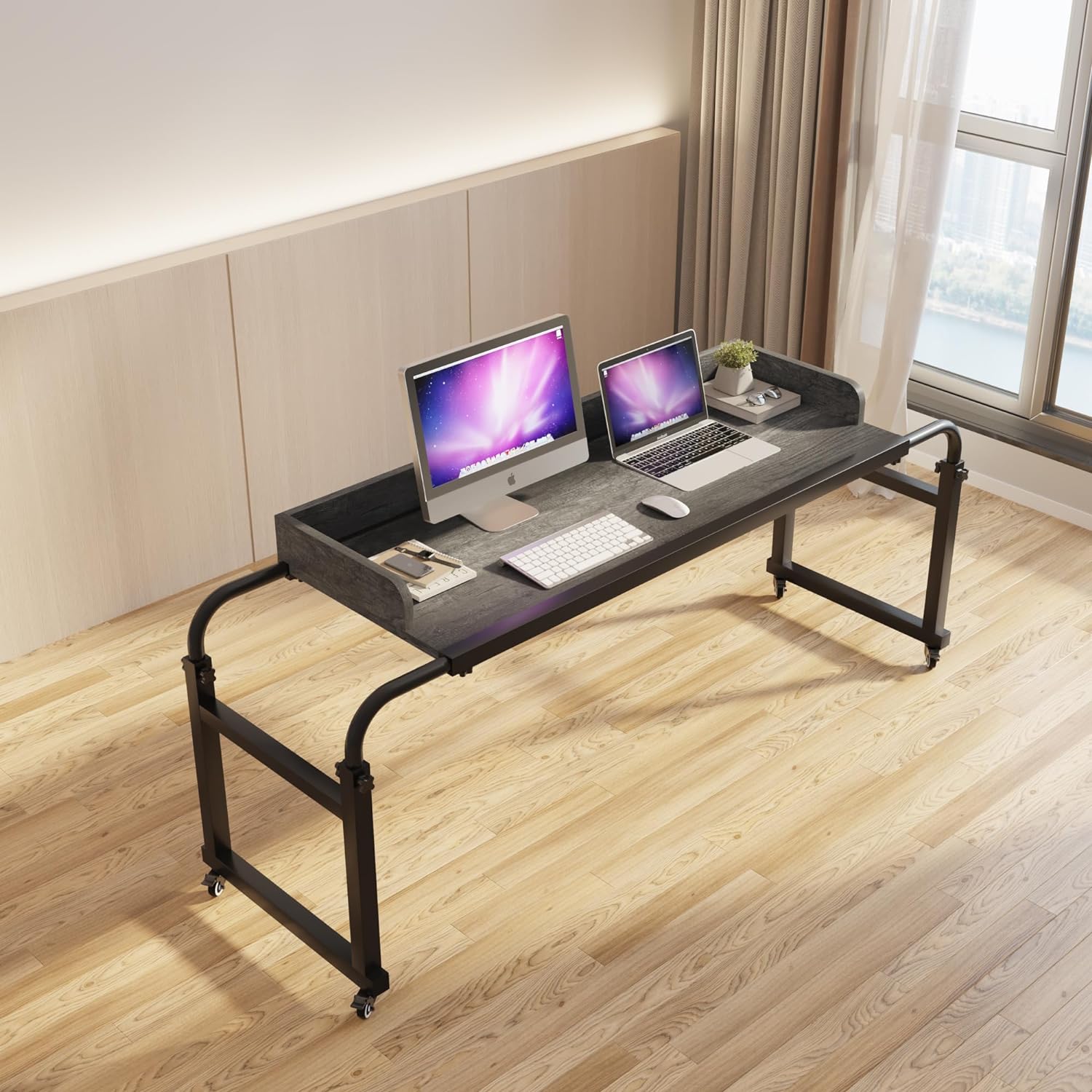 Mesa para colocar sobre la cama con ruedas, escritorio sobre la cama, mesa de cama tamaño King, mesa para computadora portátil, mesa sobre la cama