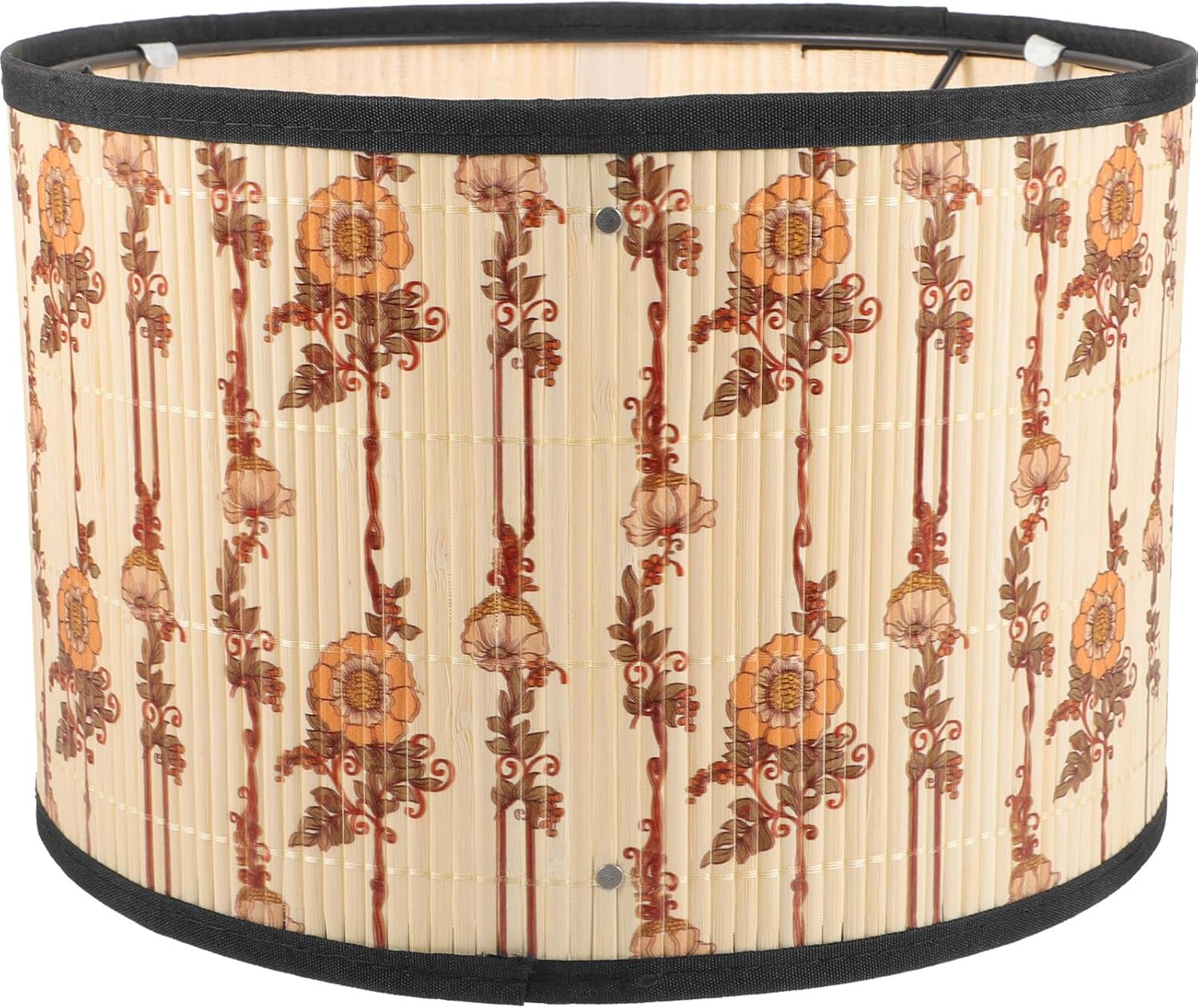 SEWACC Pantalla de lámpara de tambor de bambú, pantalla de luz impresa, pantalla de barril, lámpara de pared, cubierta de luz para dormitorio, sala