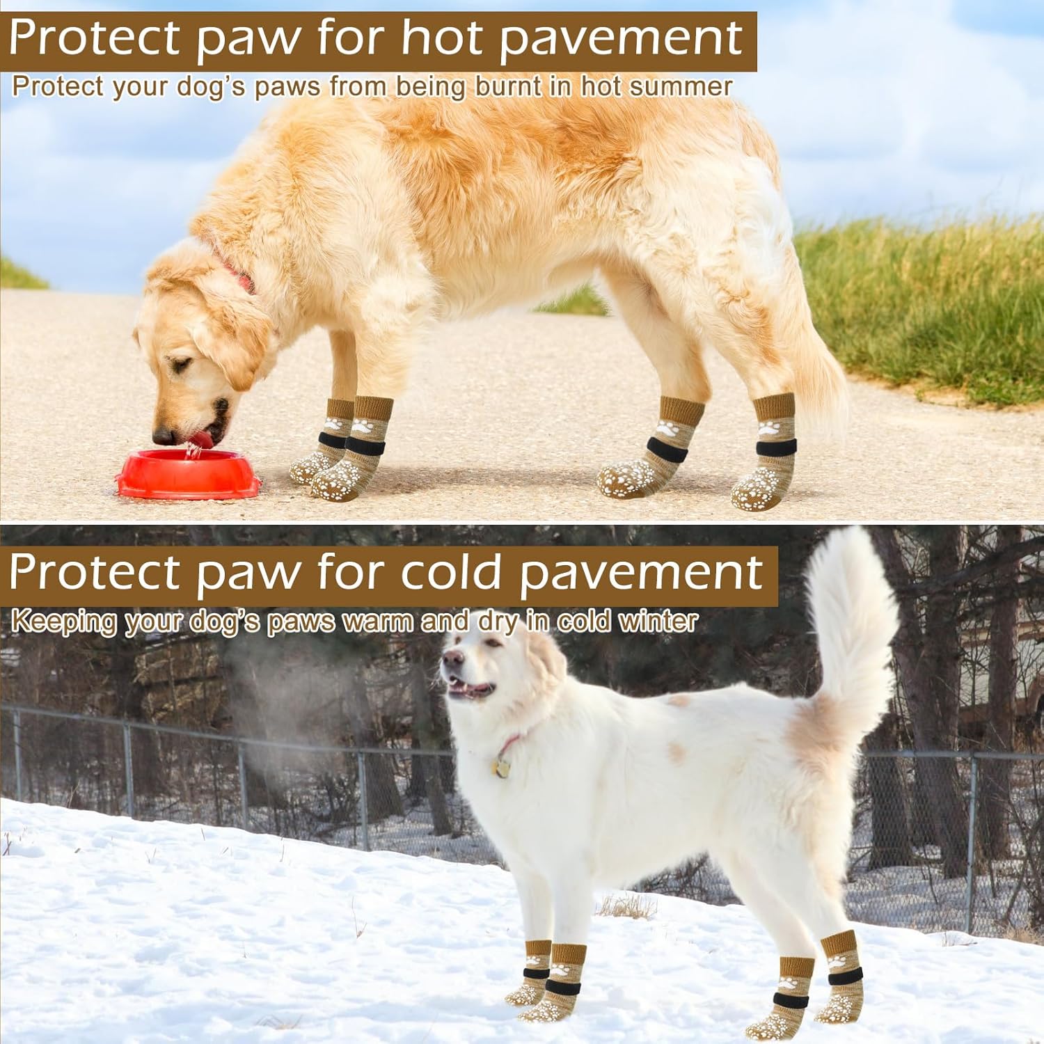 EXPAWLORER Calcetines antideslizantes para perro, agarre de doble cara, control de tracción en suelos de madera dura, zapatos para perros para