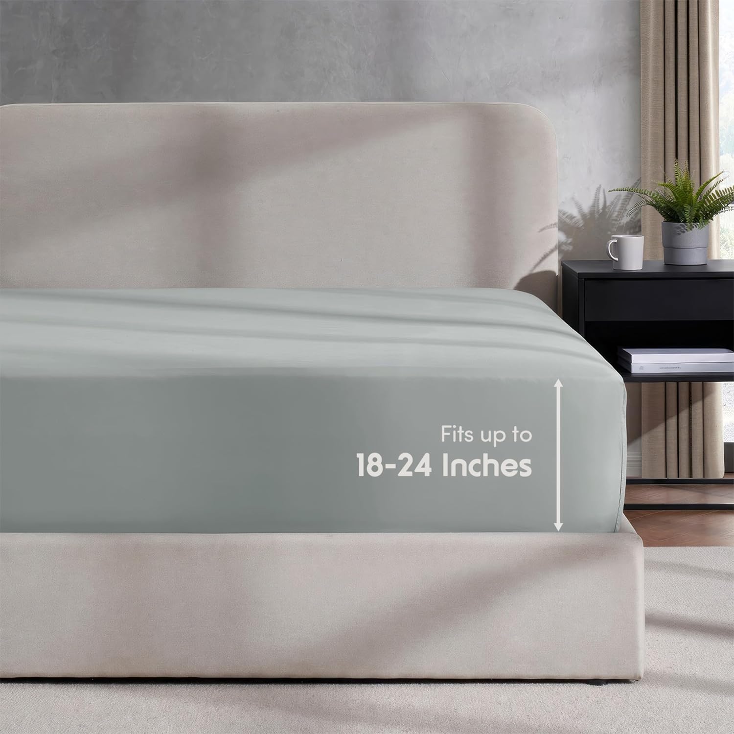 Nestl Bedding – Sábanas bajeras con bolsillo profundo de 53 cm, Microfibra, Gris Plateado Claro, gemelo