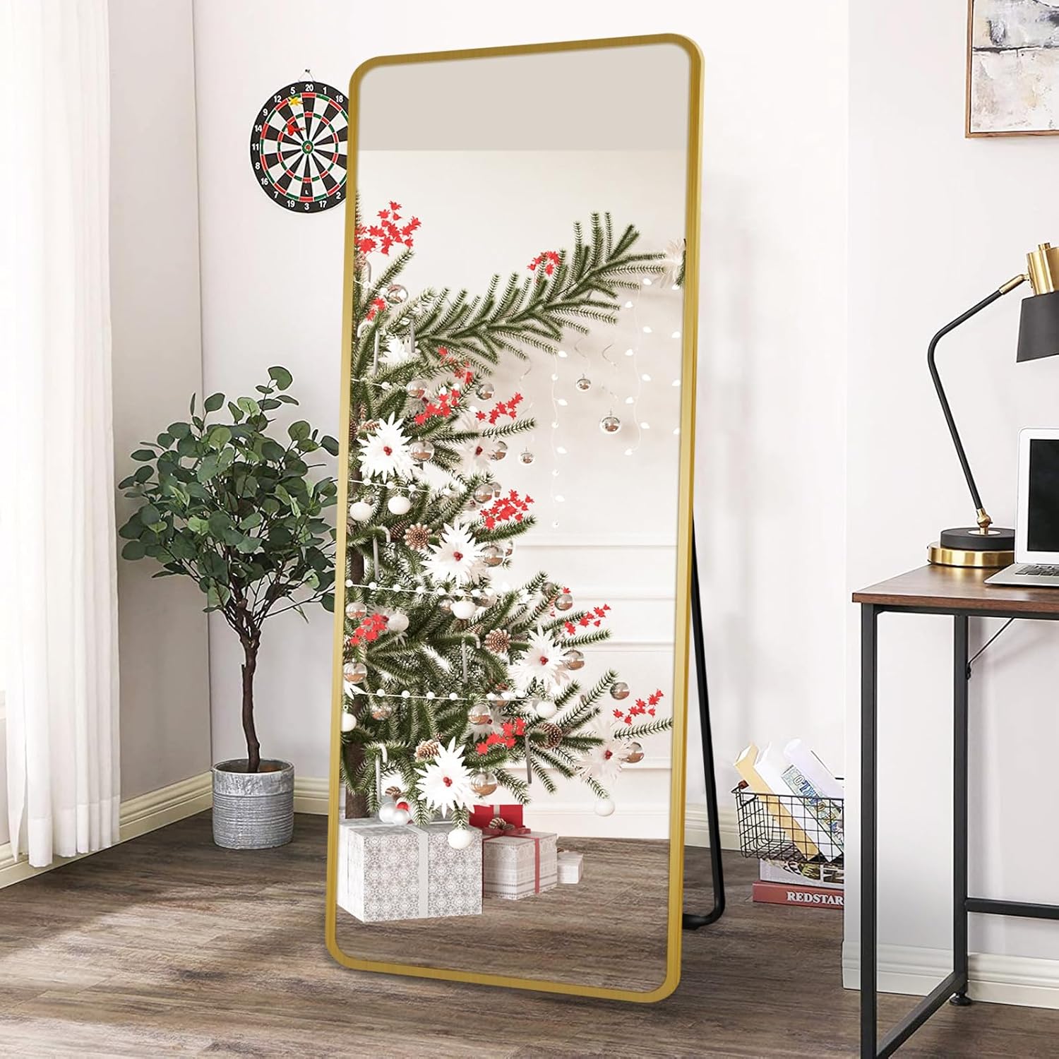 Espejo de pie de 65 x 22 pulgadas, espejo de pie de cuerpo completo con soporte, espejo de pared, espejo de tocador para sala de estar, dormitorio,