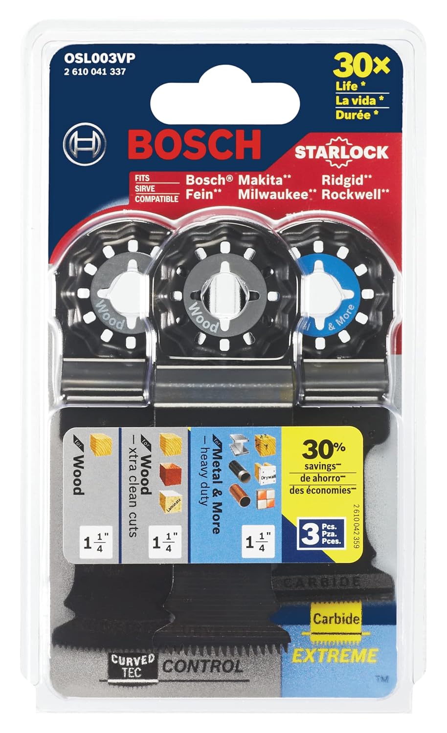 BOSCH OSL003VP Starlock – Juego surtido de cuchillas de corte por inmersión para aplicaciones mixtas en metal, madera y otros materiales de uso