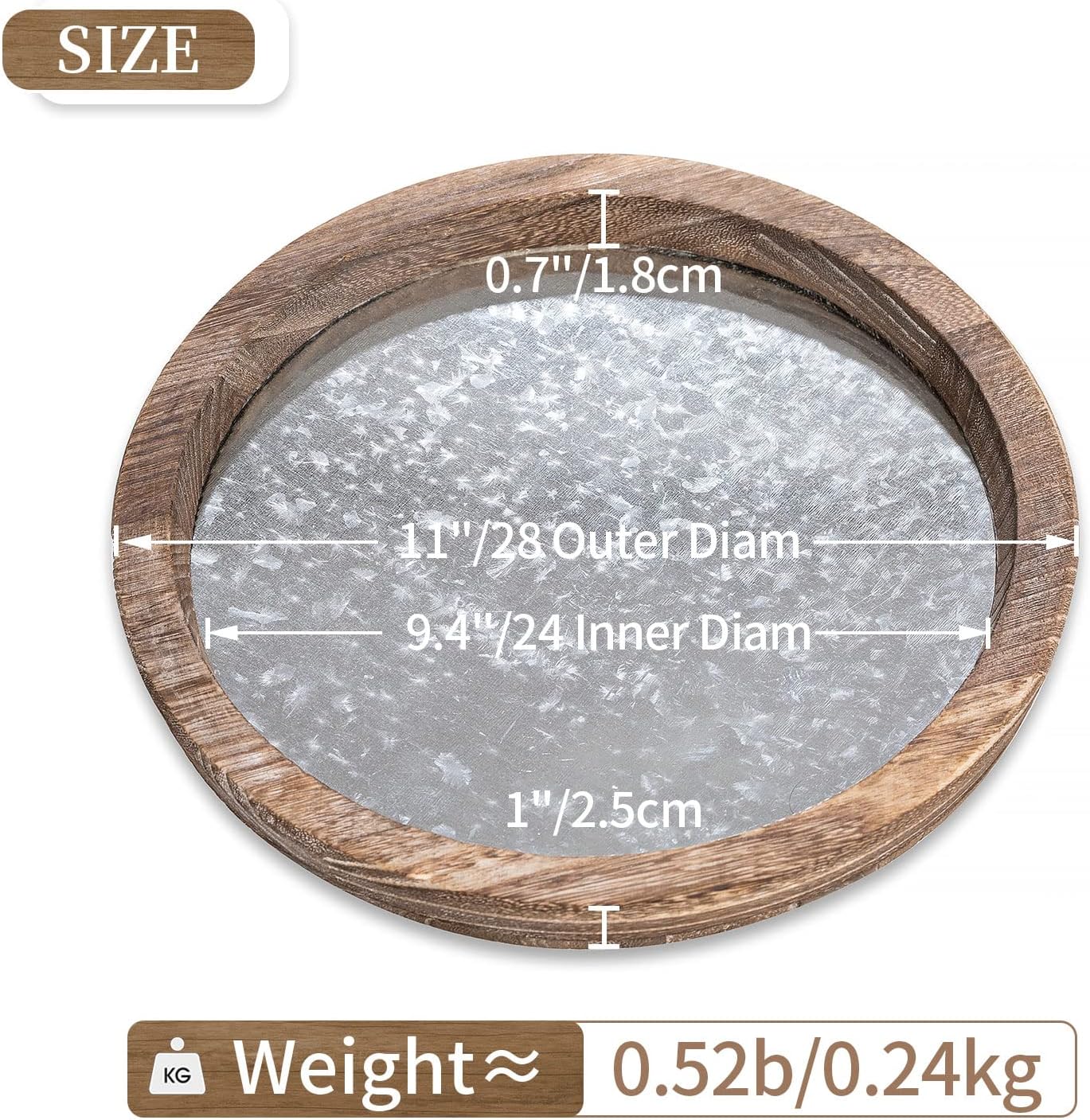 Hanobe Bandeja para portavelas Plato redondo de madera decorativo para velas, pequeño centro de mesa de granja, bandejas de pilar rústicas para