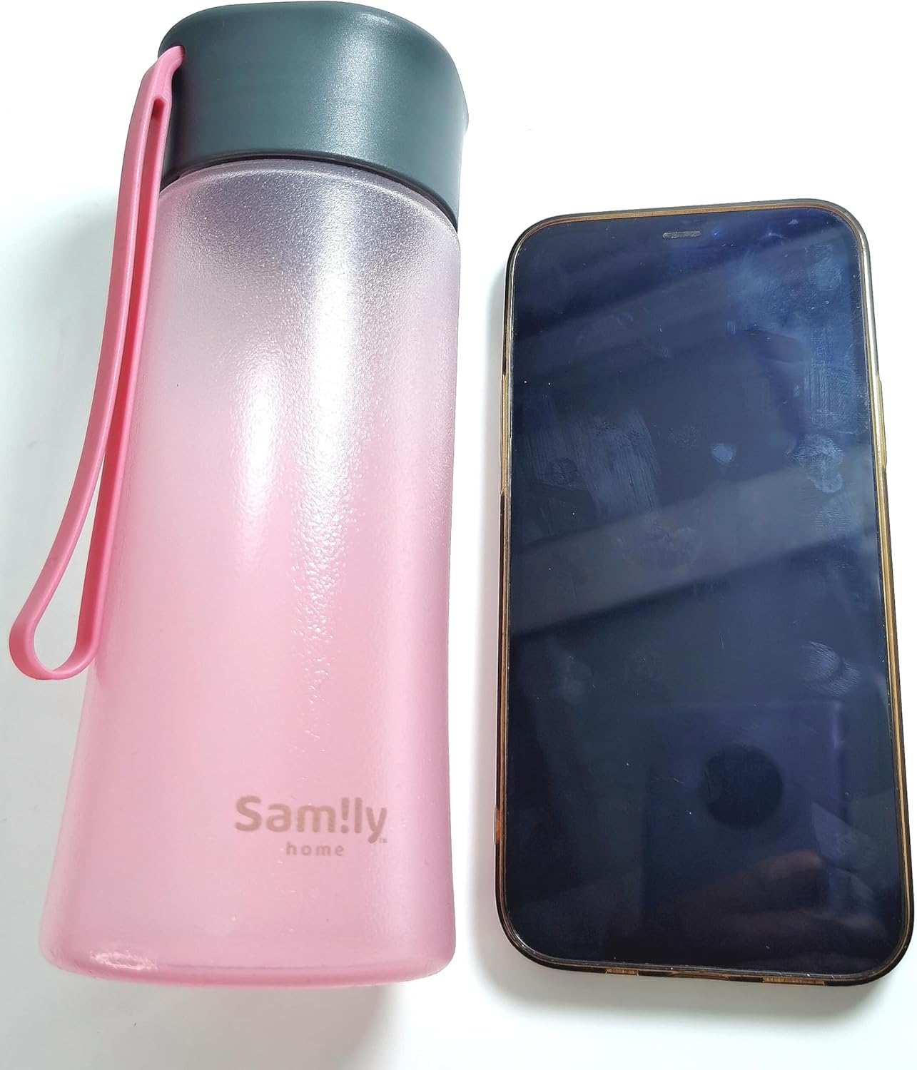 Botella de vidrio recubierta de silicona de 13 oz12.8 fl oz con tapa gris a prueba de fugas, botella de agua pequeña, bonita y linda (botella rosa)