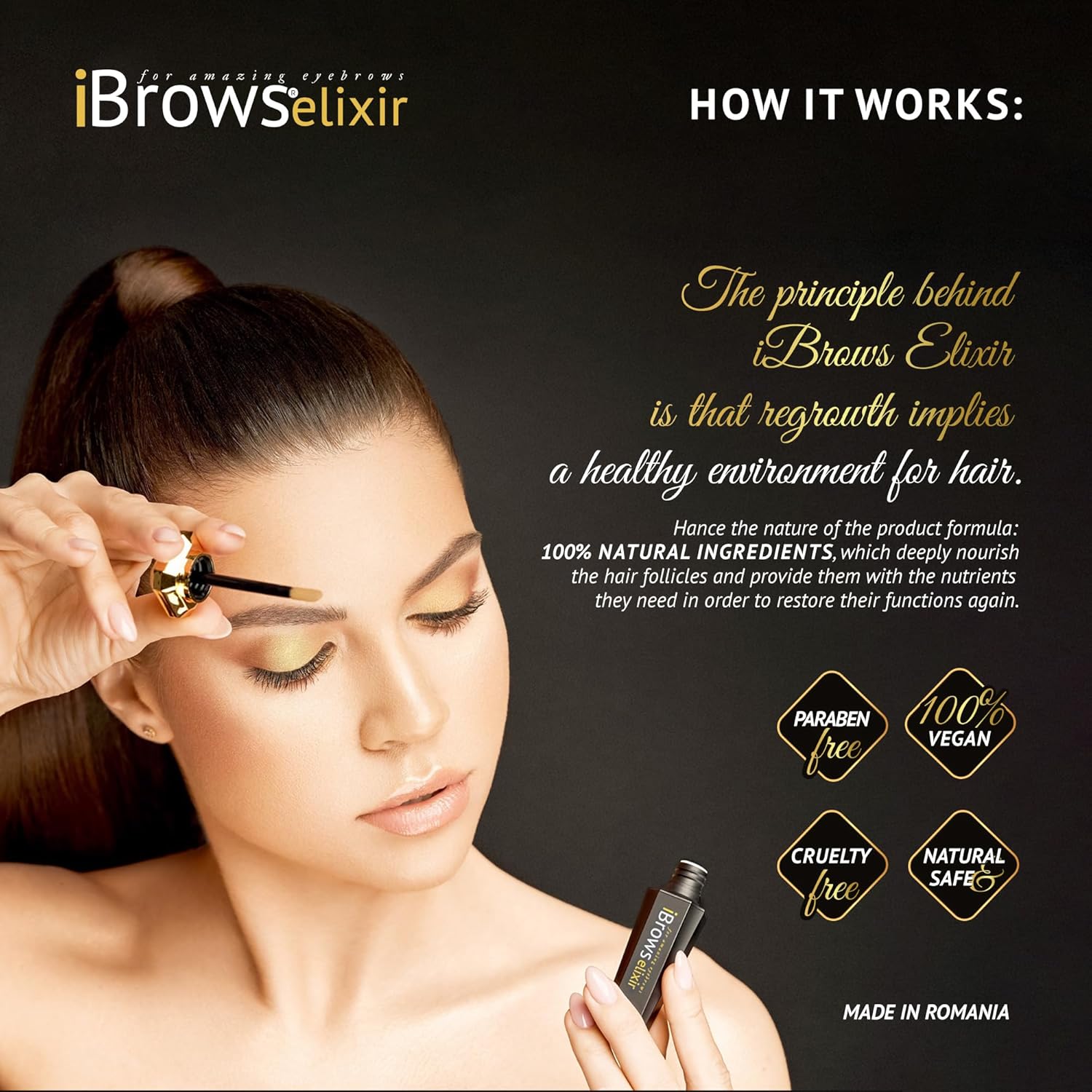 iBrows Elixir – Suero para el crecimiento de las cejas, tratamiento prémium para el crecimiento de las cejas con ingredientes naturales, sin