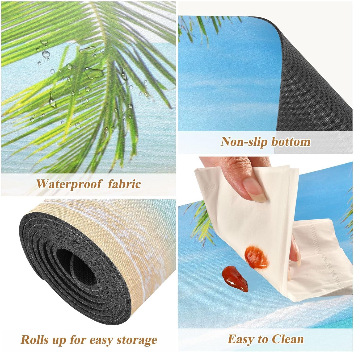 Camino de mesa de verano con cocoteros verdes de 40 pulgadas de largo para ollas y sartenesplatos calientes, protector de mesa de calor hasta 230 F,