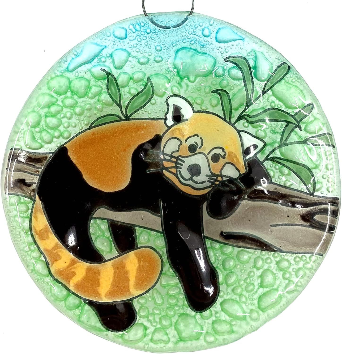 Ruth’s Ethical Goods Adorno de árbol de Navidad de panda rojo – Atrapasador de luz de cristal artístico