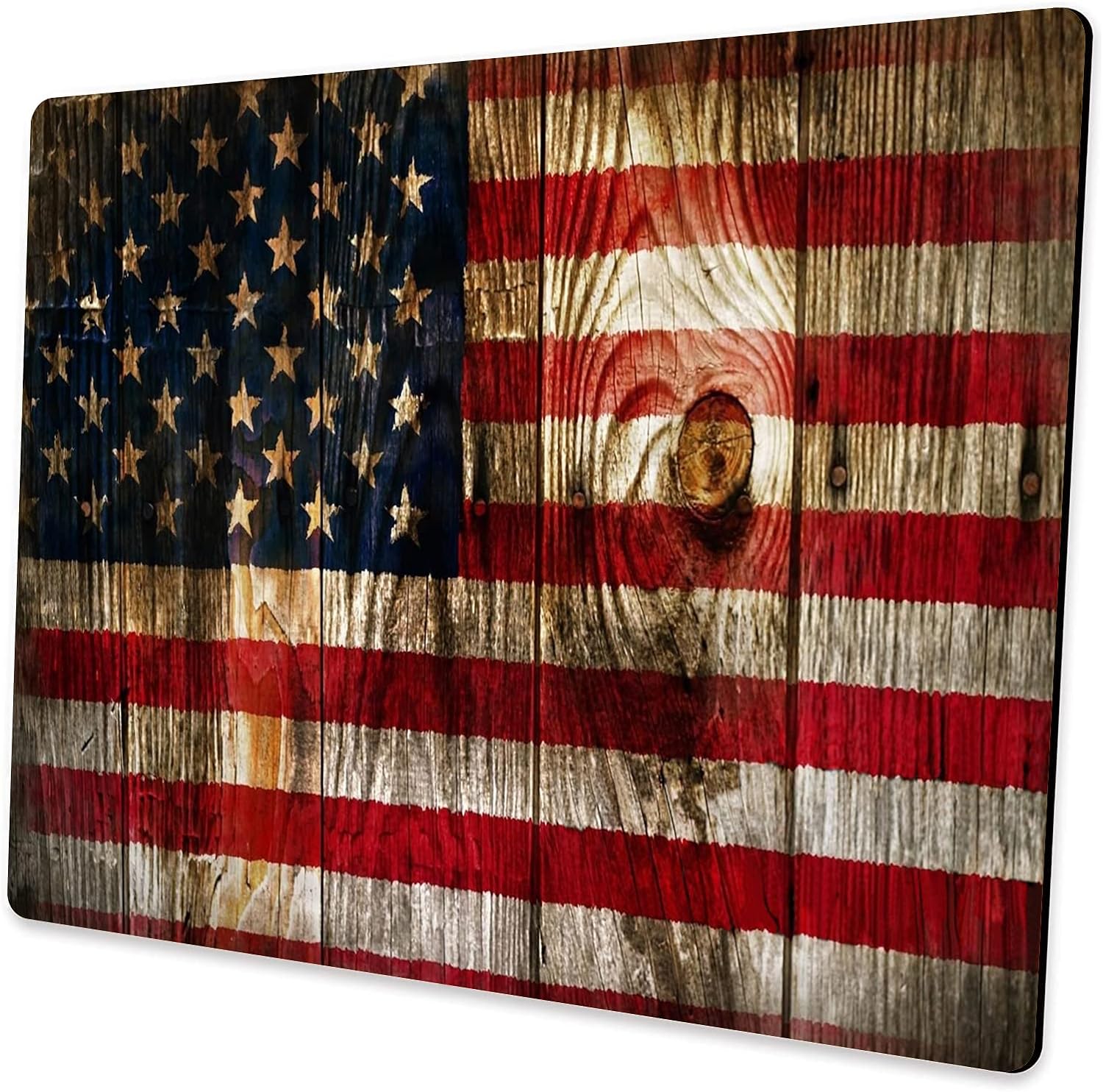 Alfombrilla de mouse cuadrada personalizada para juegos, alfombrilla de mouse de oficina, diseño único de grano de madera con bandera