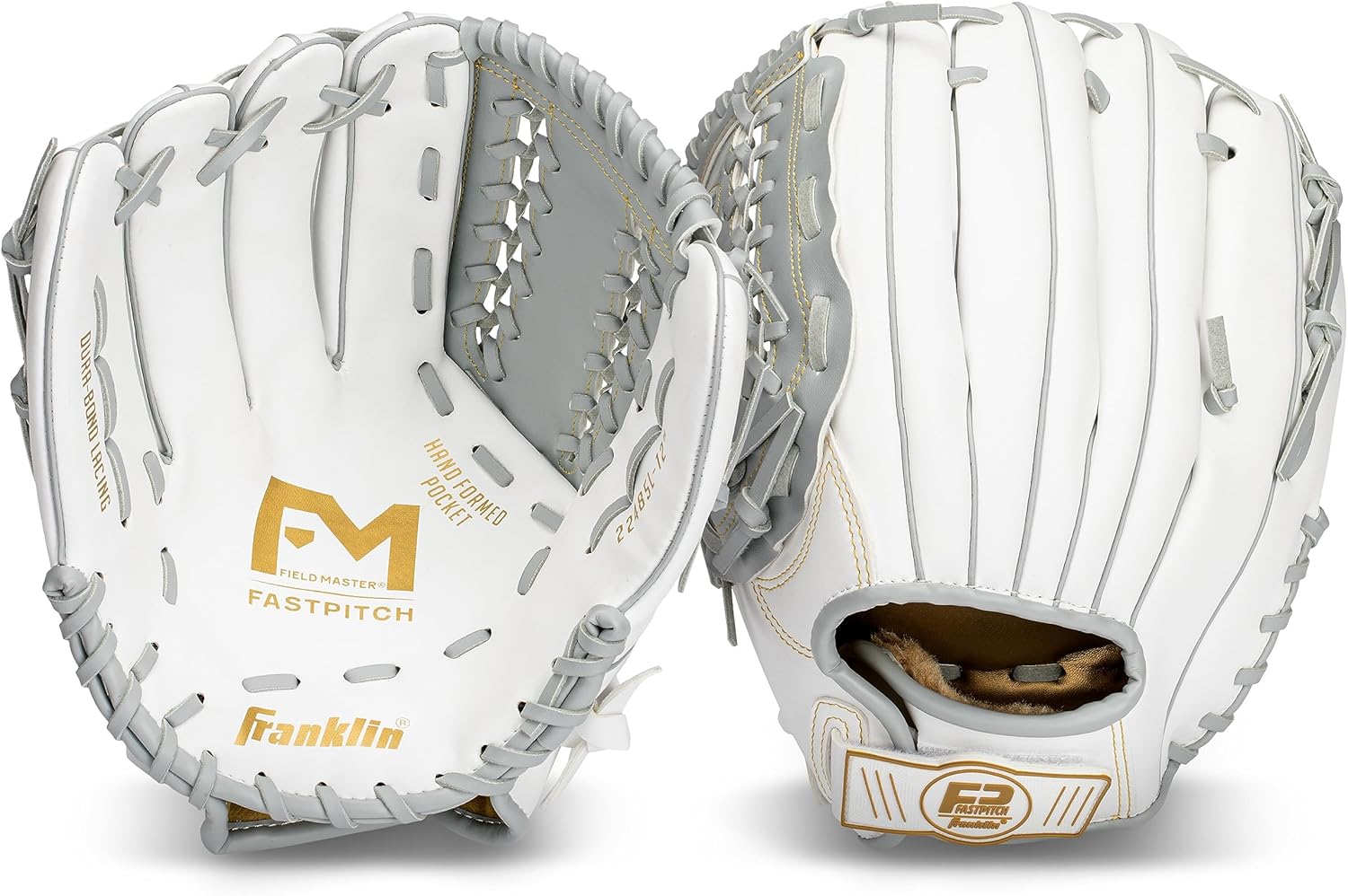 Franklin Sports Fastpitch – Guantes de sóftbol para adultos y jóvenes, color blanco y gris