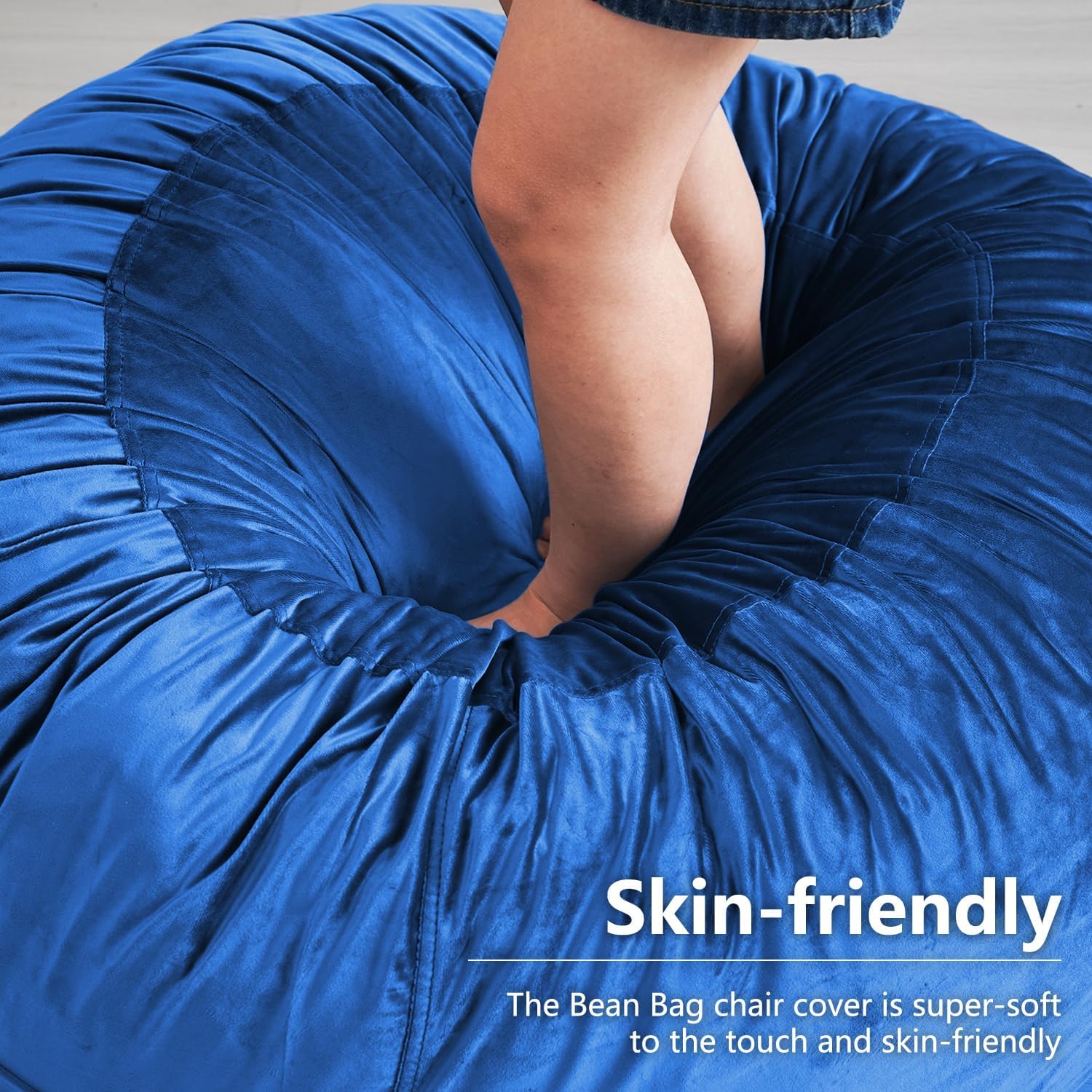 N&V Puf Chair 3′ Memory Foam Furniture Bean Bag para niños, adolescentes y adultos con fundas lavables a máquina (azul)