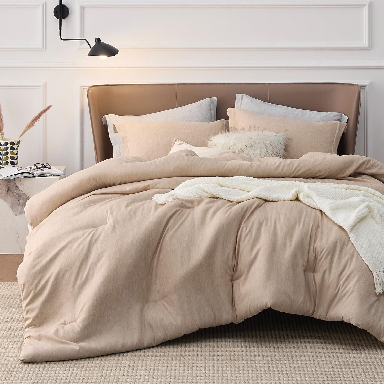 Bedsure Juego de edredón para cama individualindividual XL, edredón cálido de arena extra largo, ropa de cama suave para todas las estaciones, juego
