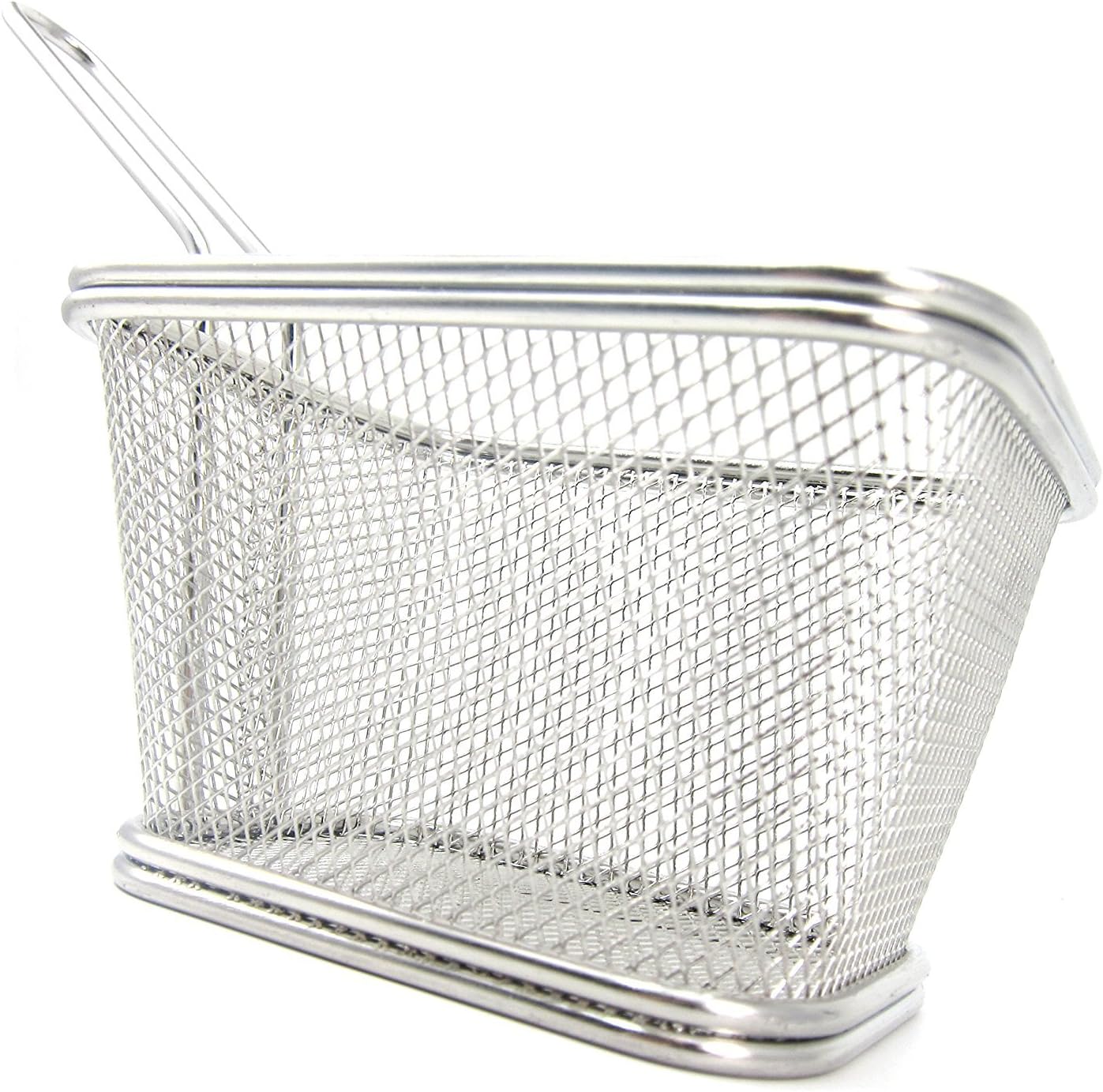 Mini cesta cuadrada de acero inoxidable, soporte para papas fritas, mesa de comida frita (más grande de 5 pulgadas)