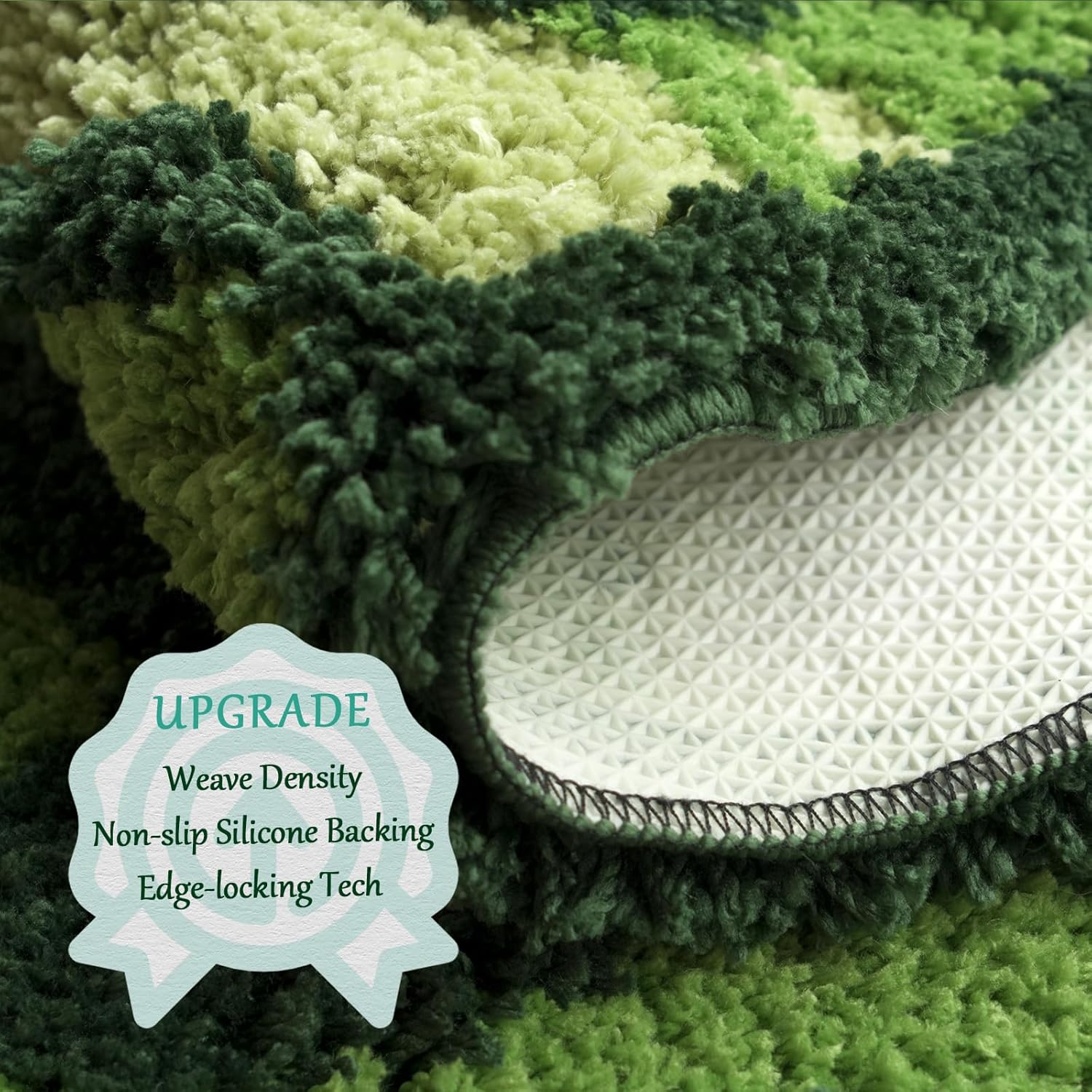 Alfombra verde para pasillo de cocina, antideslizante, con hojas divertidas, larga, suave, copetuda, tropical para baño, dormitorio, cuarto de