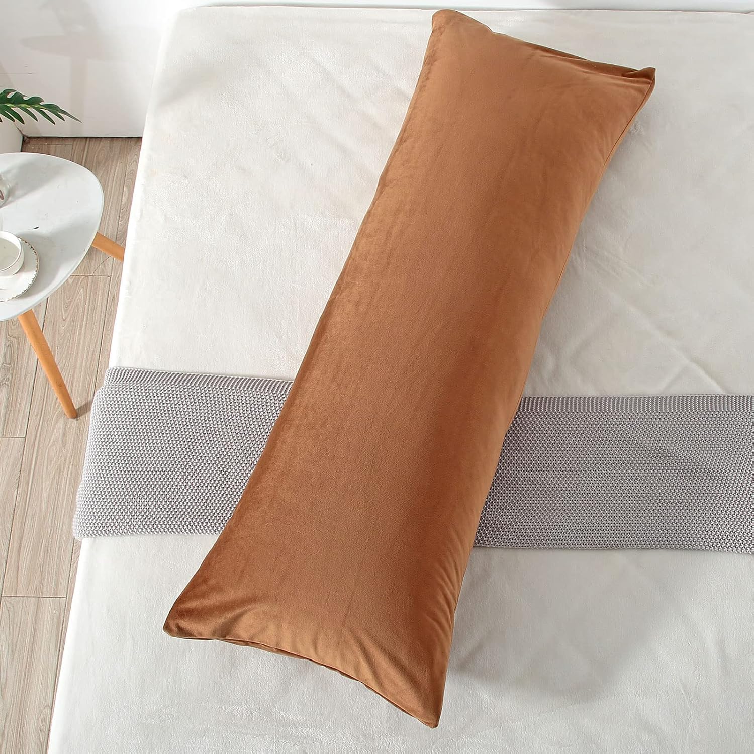 YANHOMY Funda de almohada corporal color marrón, funda de almohada ultra suave de 20 x 54 pulgadas con cierre de cremallera oculto para adultos y
