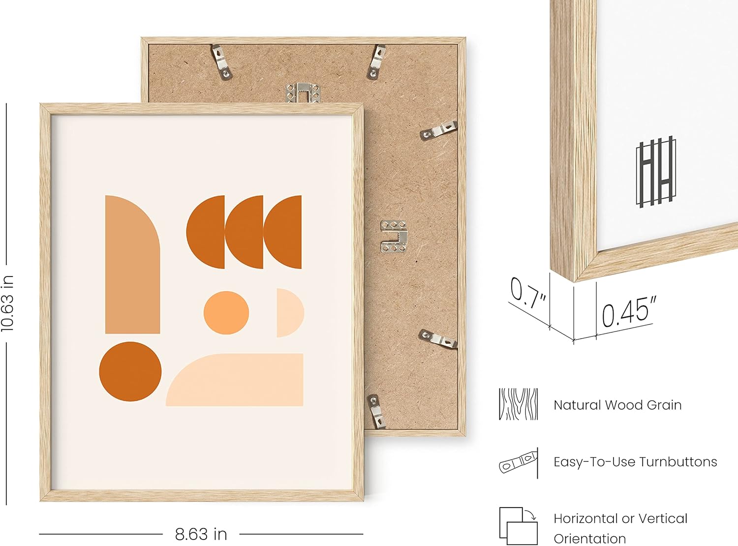 HAUS AND HUES Arte de pared enmarcado bohemio, juego de 3 arte moderno de mediados de siglo, decoración de pared de terracota, arte de pared naranja
