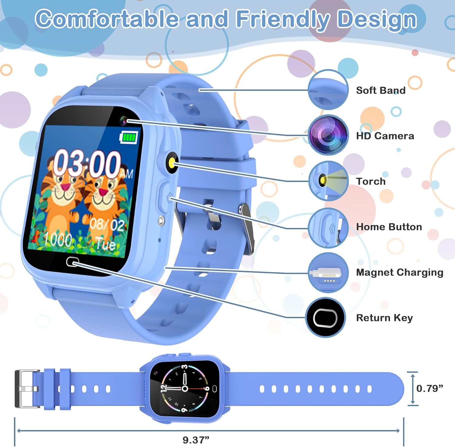 Reloj inteligente para niños, juguetes de juego para niños de 4 a 12 años de edad, calendario de regalo de cumpleaños, educación, juguetes de