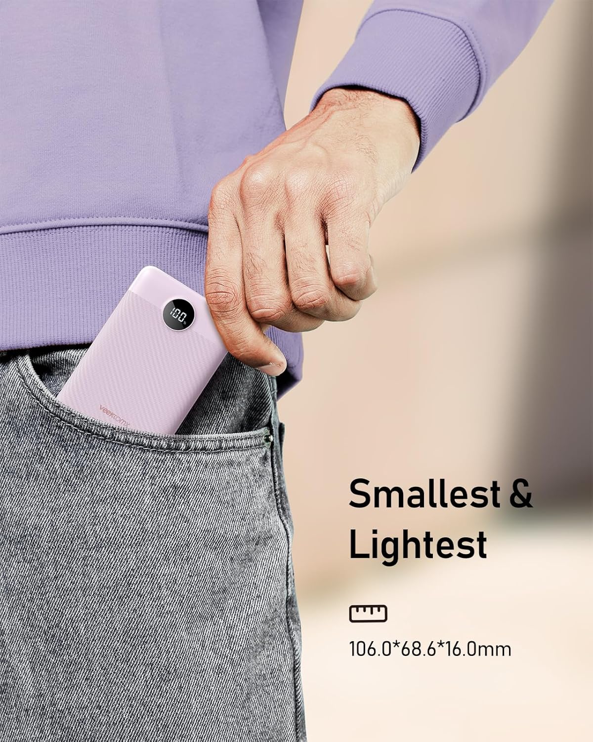 VEEKTOMX Mini banco de energía de 10000 mAh, 22.5 W de carga rápida, pequeño cargador portátil con PD 3.0 y QC 3.0, cargador USB C delgado y ligero