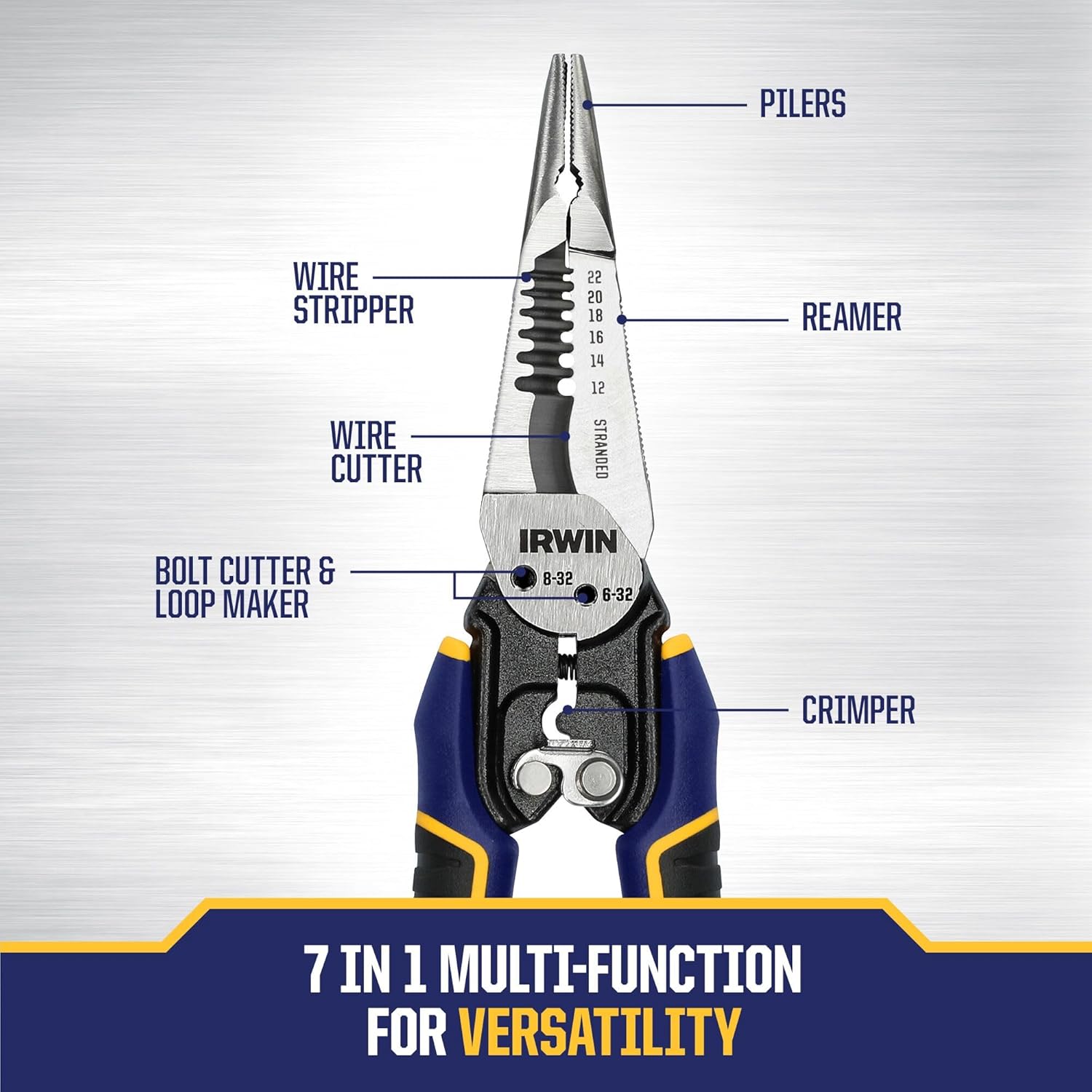 IRWIN VISE-GRIP Pelacables, multifunción 7 en 1 (IWHT84002)