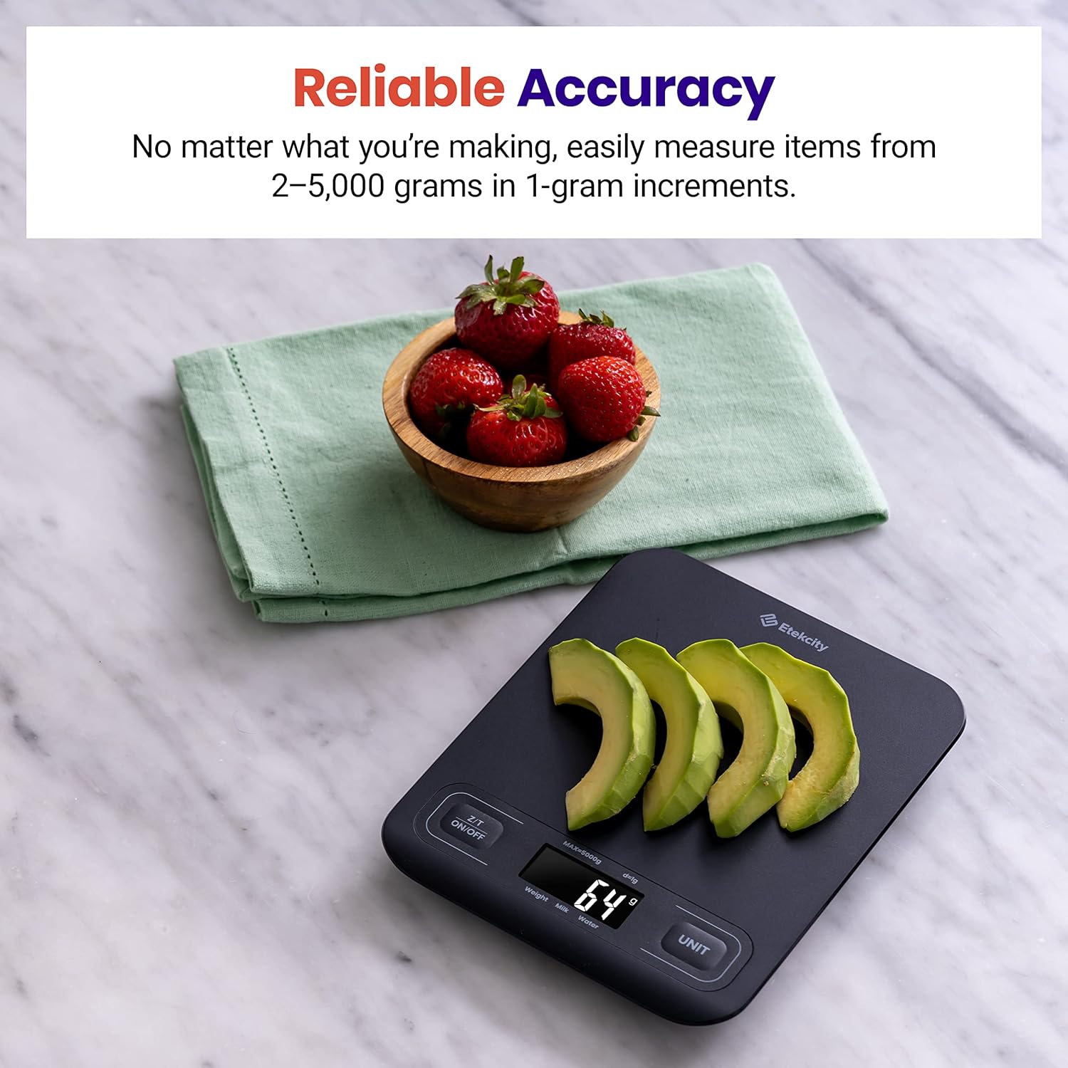 Etekcity Báscula de cocina para alimentos, gramos y onzas digitales, tamaño mediano, color negro y báscula para peso corporal y porcentaje de grasa,
