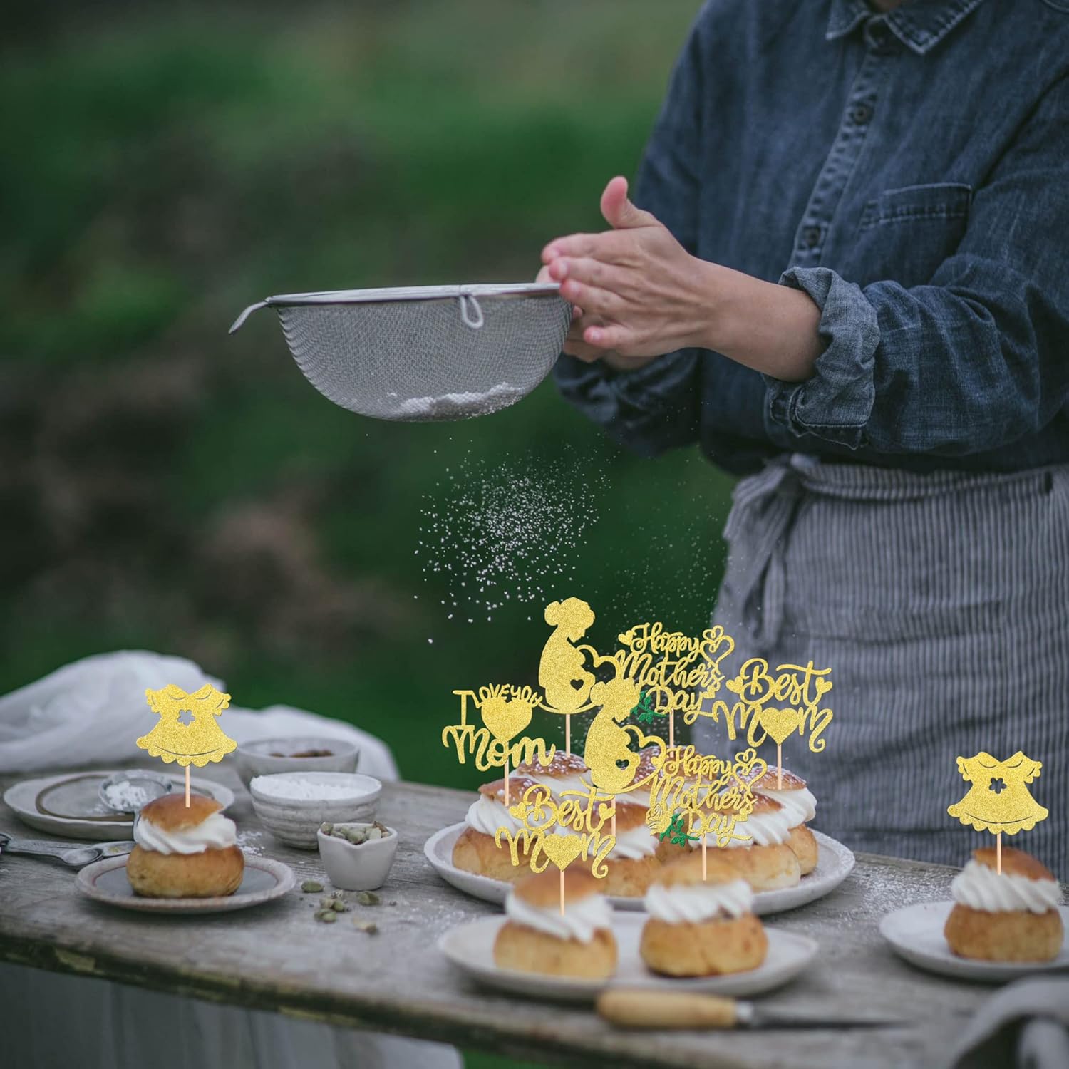 30 piezas de decoración para cupcakes con purpurina para el día de la madre, para mujeres embarazadas, para el amor de la madre, para cupcakes, la