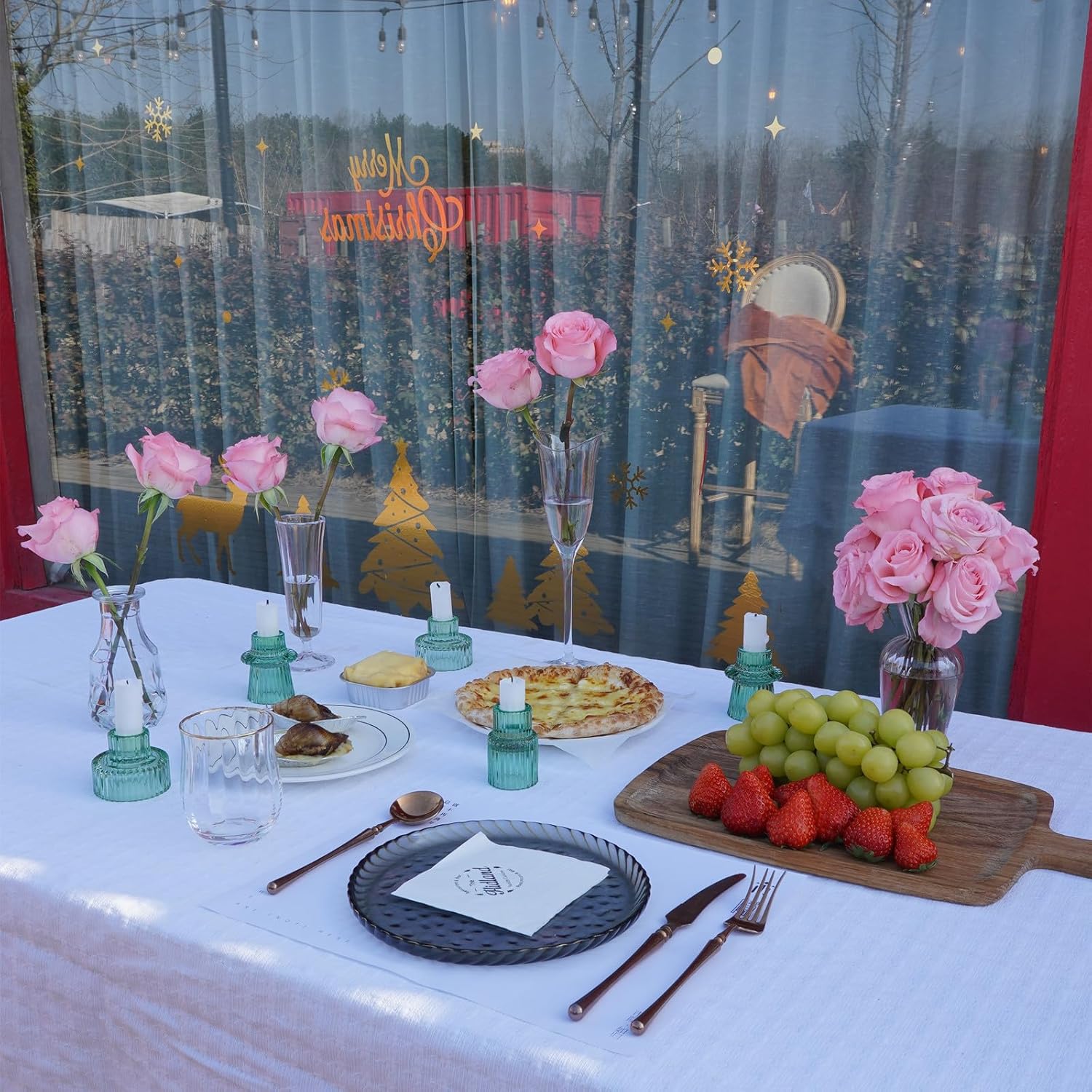Portavelas de cristal verde para candelabros cónicos para centros de mesa candelita decoración de boda cena fiesta, 6 piezas