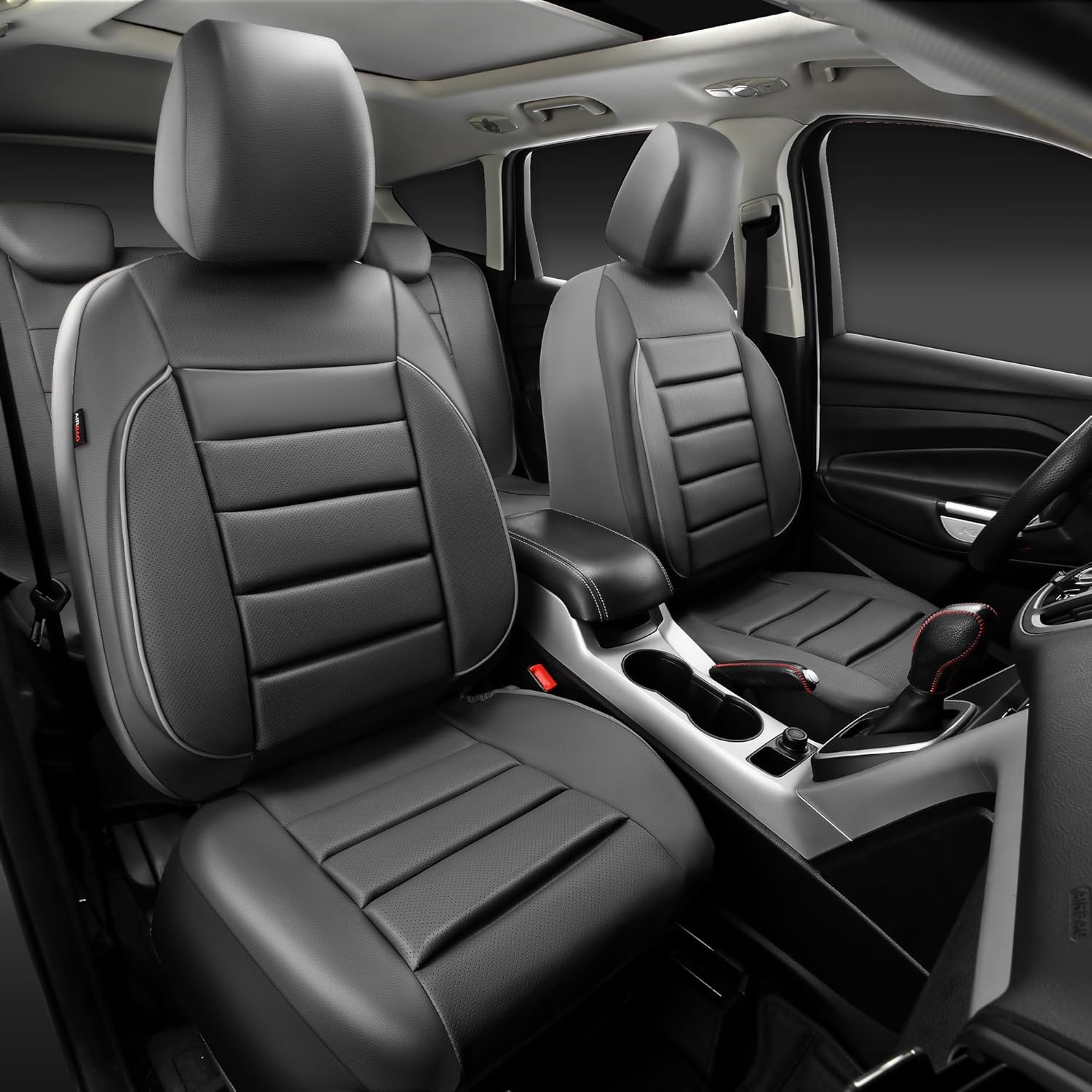 CAR PASS Juego completo de fundas de asiento de cuero, universal, resistentes al agua, soporte de respaldo de espuma 3D, comodidad de lujo, 5