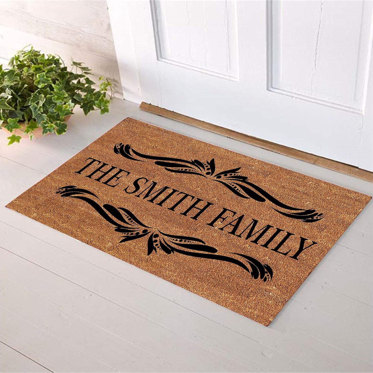 Tapete personalizado para puerta con nombre de la familia, diseño personalizado, tapete de bienvenida para puerta delantera, tapete de entrada para