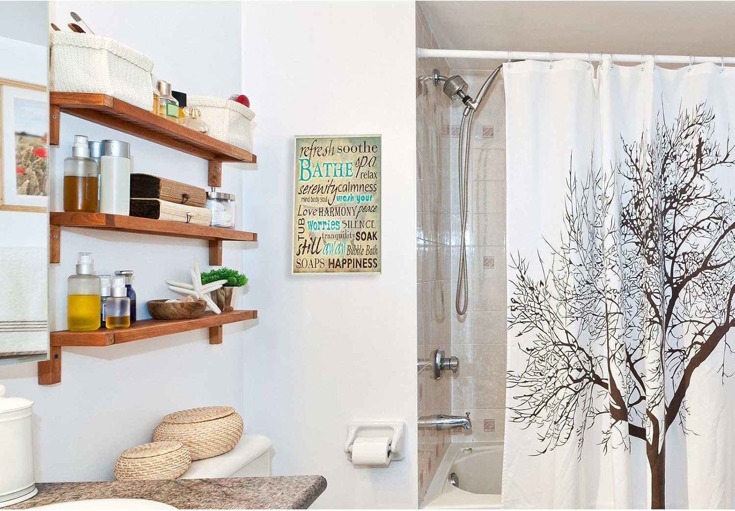 Stupell Home Décor Bathe Wash Your Worries – Placa de pared para baño, 10 x 0.5 x 15, fabricada con orgullo en Estados Unidos
