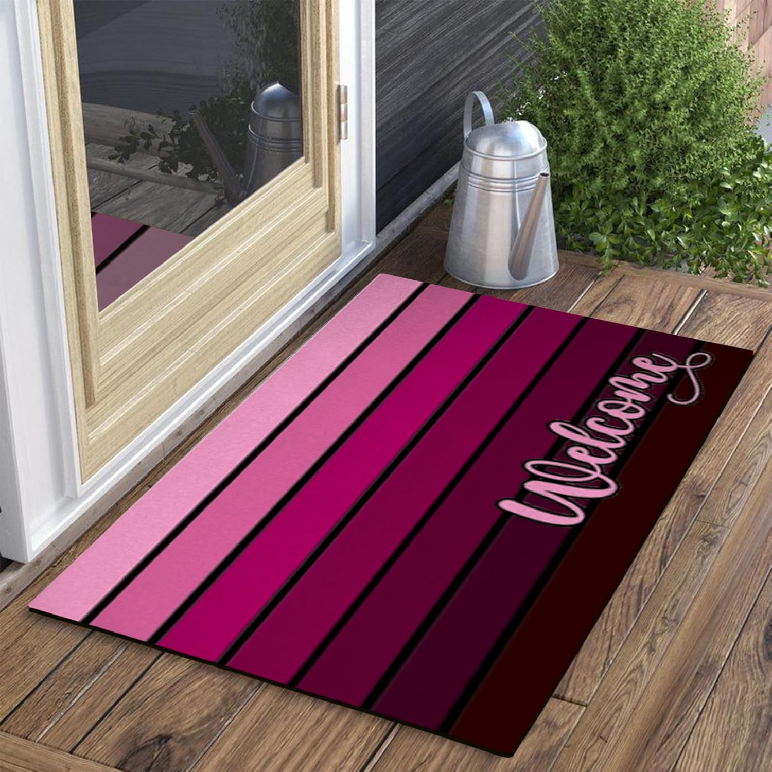 Bulijojo Tapete para puerta de entrada, color rojo morado, grande, de 17 x 30 pulgadas, tapete de entrada para puerta delantera, tapete de