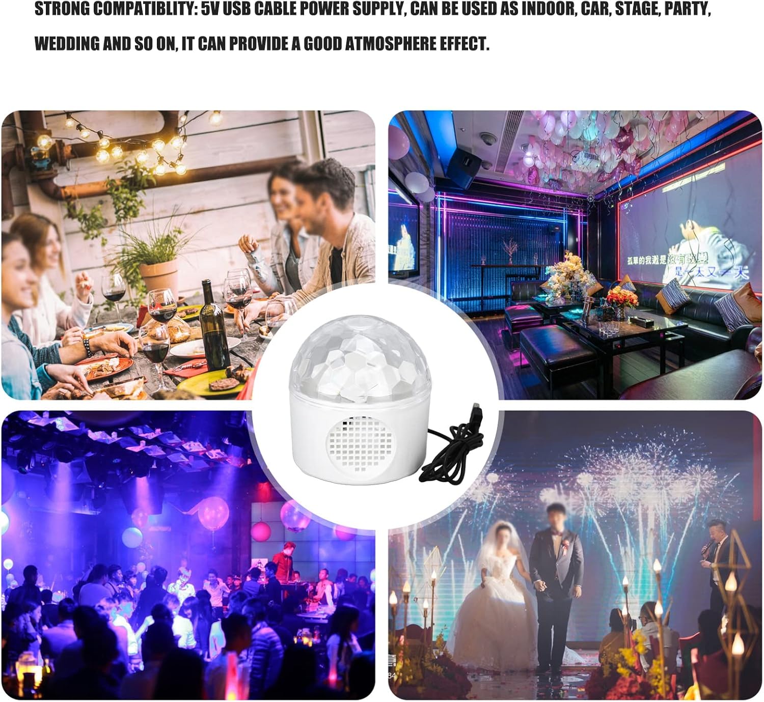 SYH&AQYE Bombilla estroboscópica LED de color cambiante, luz de escenario de cristal, bola de cristal, luz LED de iluminación ambiental, luz de bola