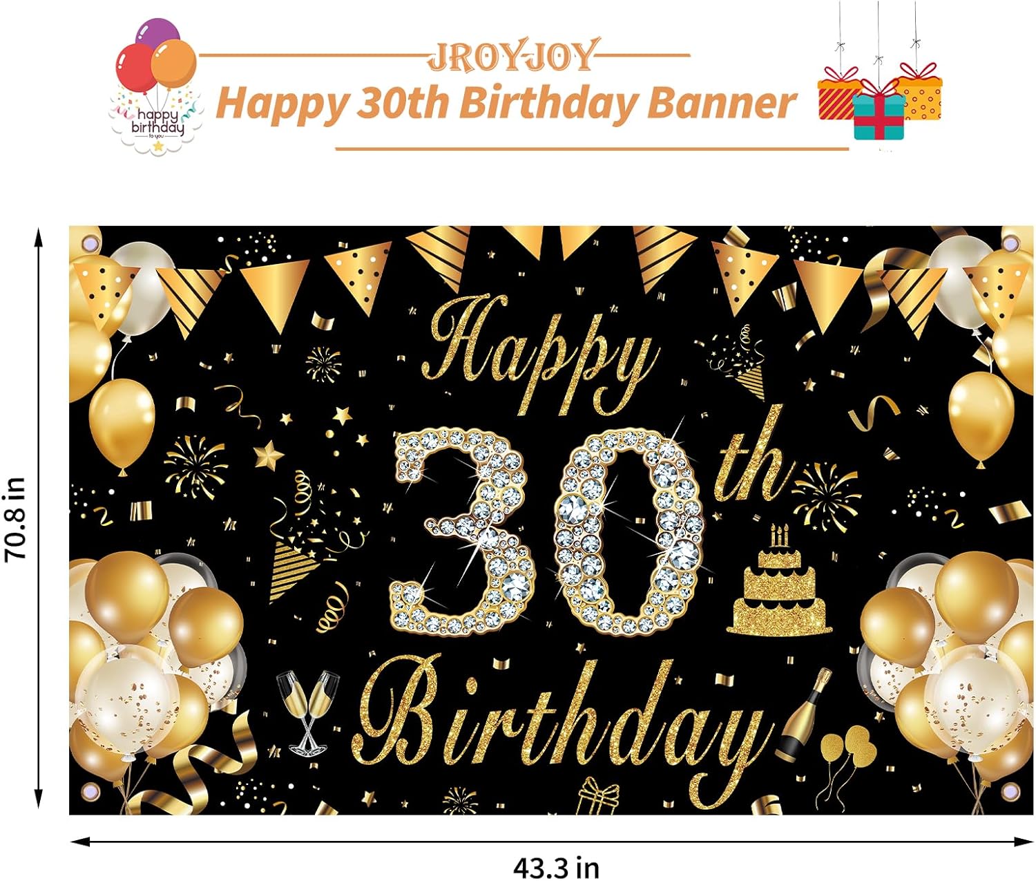 Cartel de cumpleaños, telón de fondo de letreros de feliz cumpleaños 30, decoración de cumpleaños para mujer, decoraciones de fiesta temática de