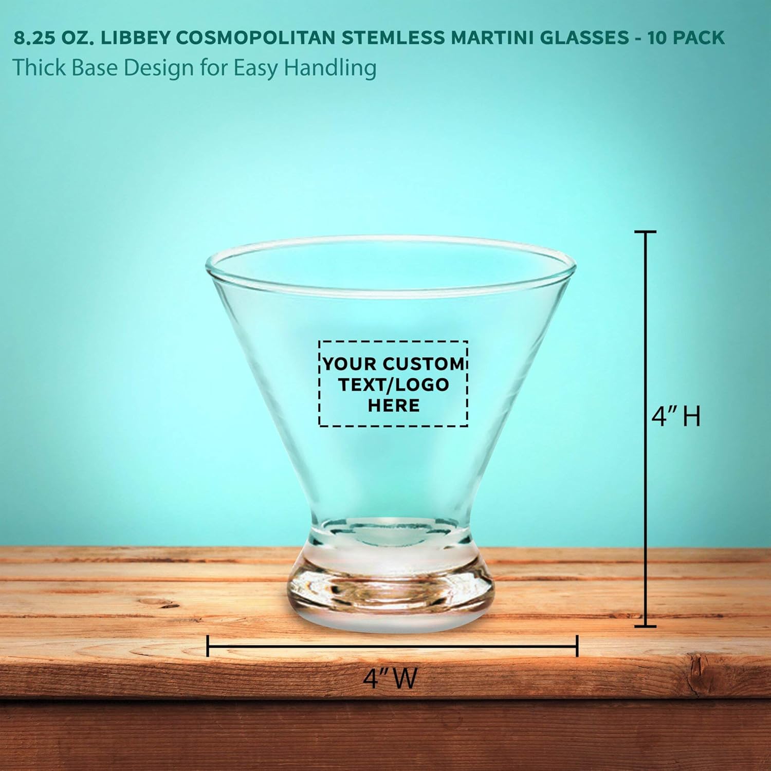 Libbey – Vasos de Martini personalizados de 8.25 onzas, juego de 10, paquete personalizado a granel, ideal para cócteles, recuerdos de boda,