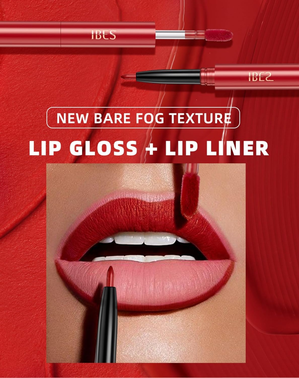 Kit de 3 lápices labiales líquidos mate y delineador de labios 2 en 1, juego de brillo labial pigmentado y delineador de labios de larga duración e