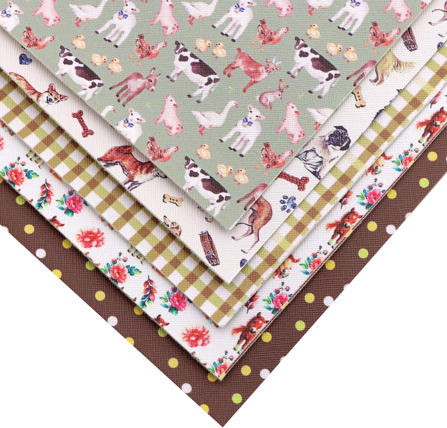 David accessories Hojas de piel sintética con estampado de animales, tela de cuero sintético, 5 piezas de 7.7 x 13.2.9 pulgadas (7.9 in x 13.0 in),