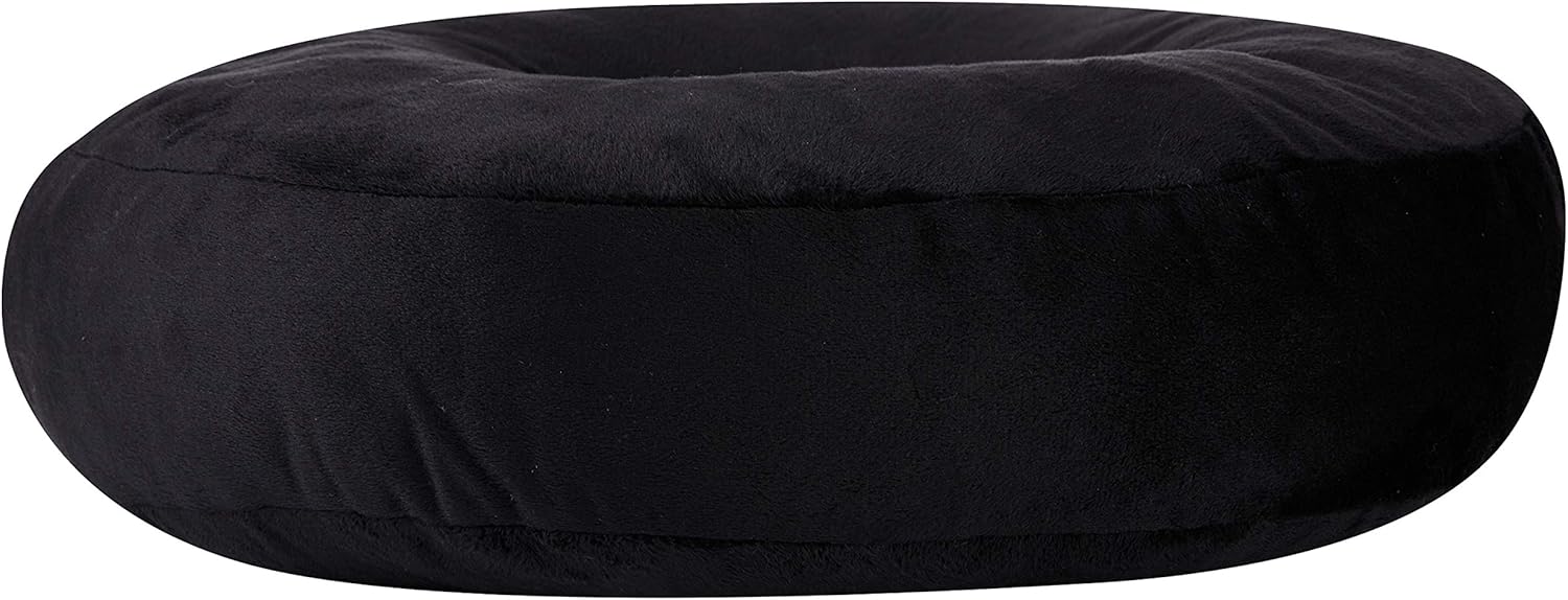Cheer Collection Almohada redonda con forma de dona, almohada de microfelpa súper suave y cojín de asiento cómodo, 16 pulgadas, color negro