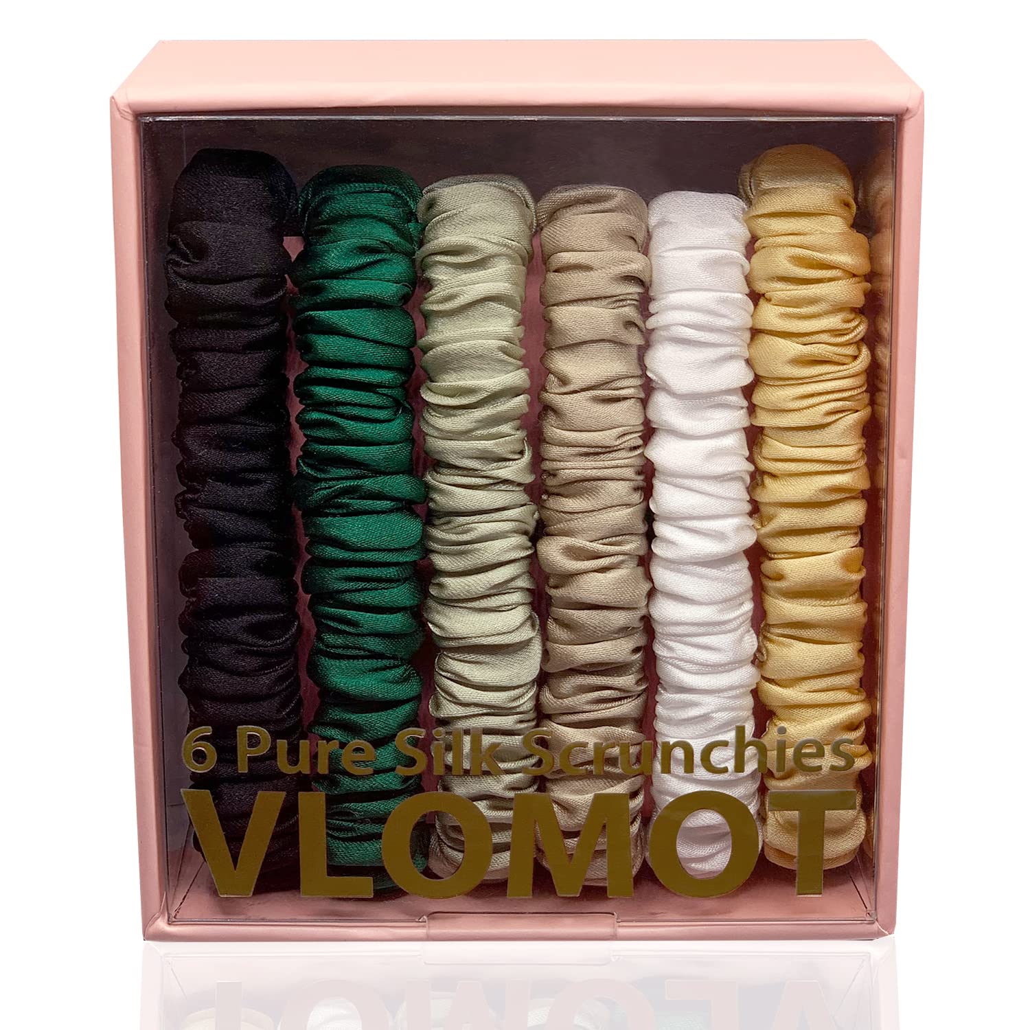 Juego de 6 coleteros de seda de morera 100% pura con 6 colores elegantes para todos los días, coleteros ajustados de seda, cuidado del cabello, sin