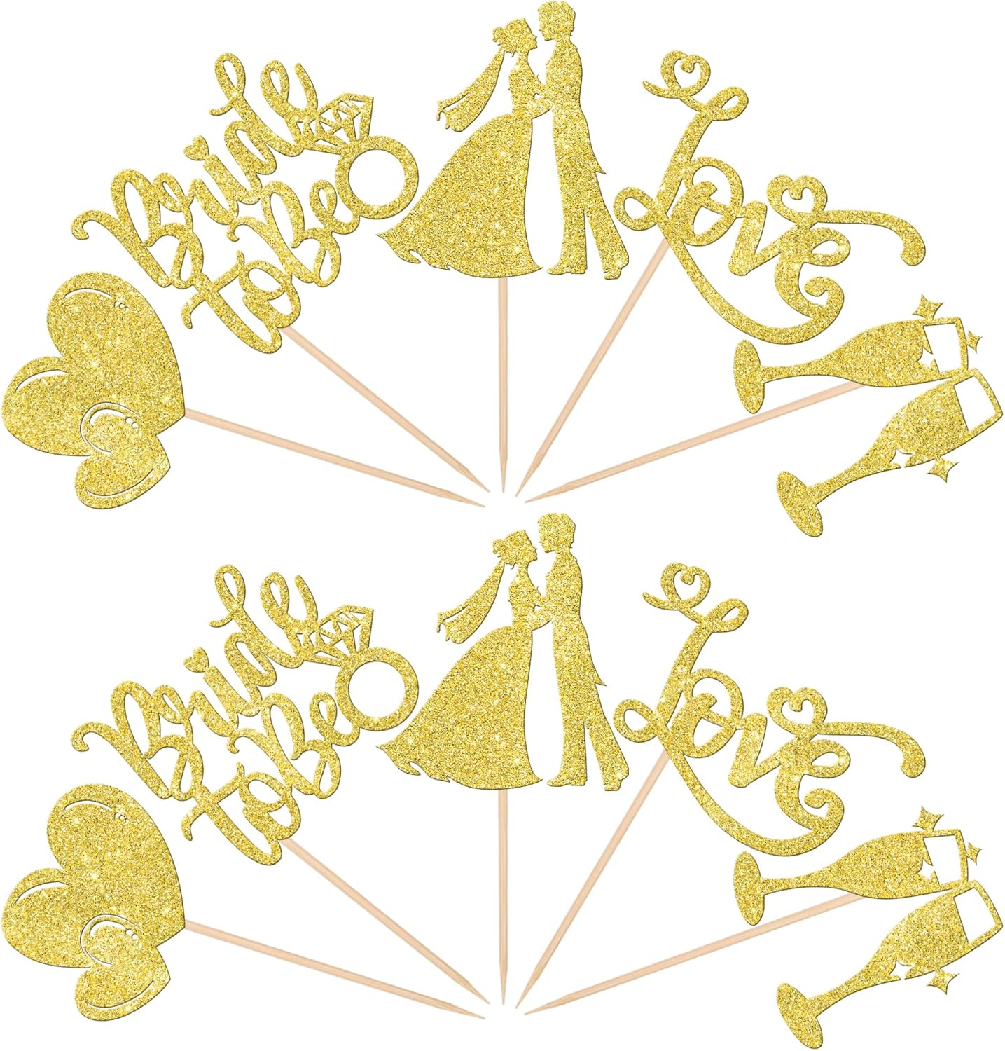 Paquete de 30 adornos para cupcakes con purpurina “I Do Love”, para decoración de pasteles de novia y novio, para boda, compromiso, despedida de