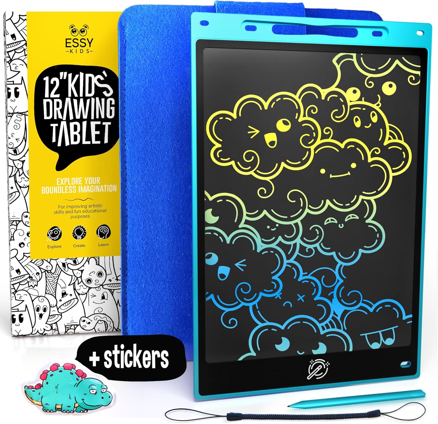 Essy Tableta de escritura LCD de 12 pulgadas para niños, tableta de dibujo para niños, tableta de dibujo LCD para niños pequeños, tableta de