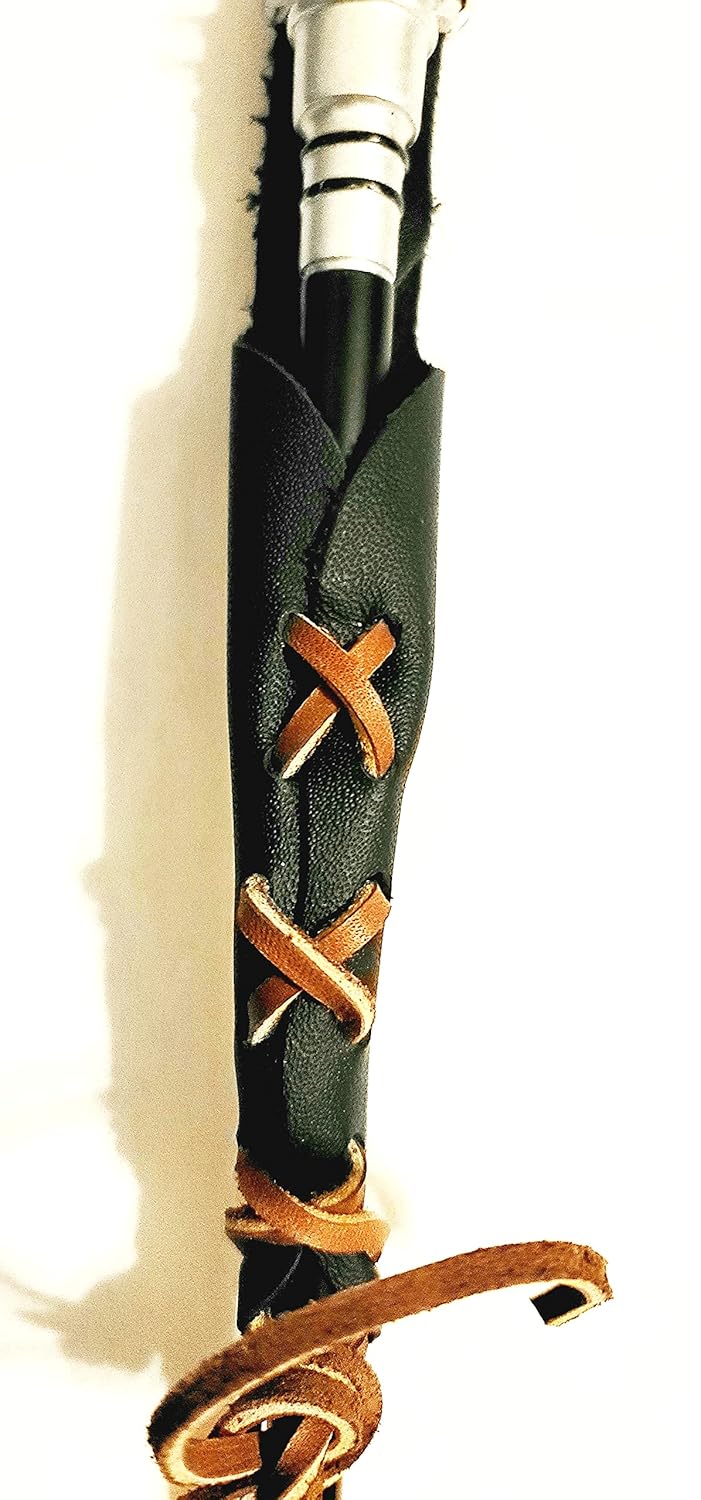 Black Leather Magic Wand Holster with Brown Lacing and Belt Loop – Handmade in USA! – Bientro LARP for Cosplay