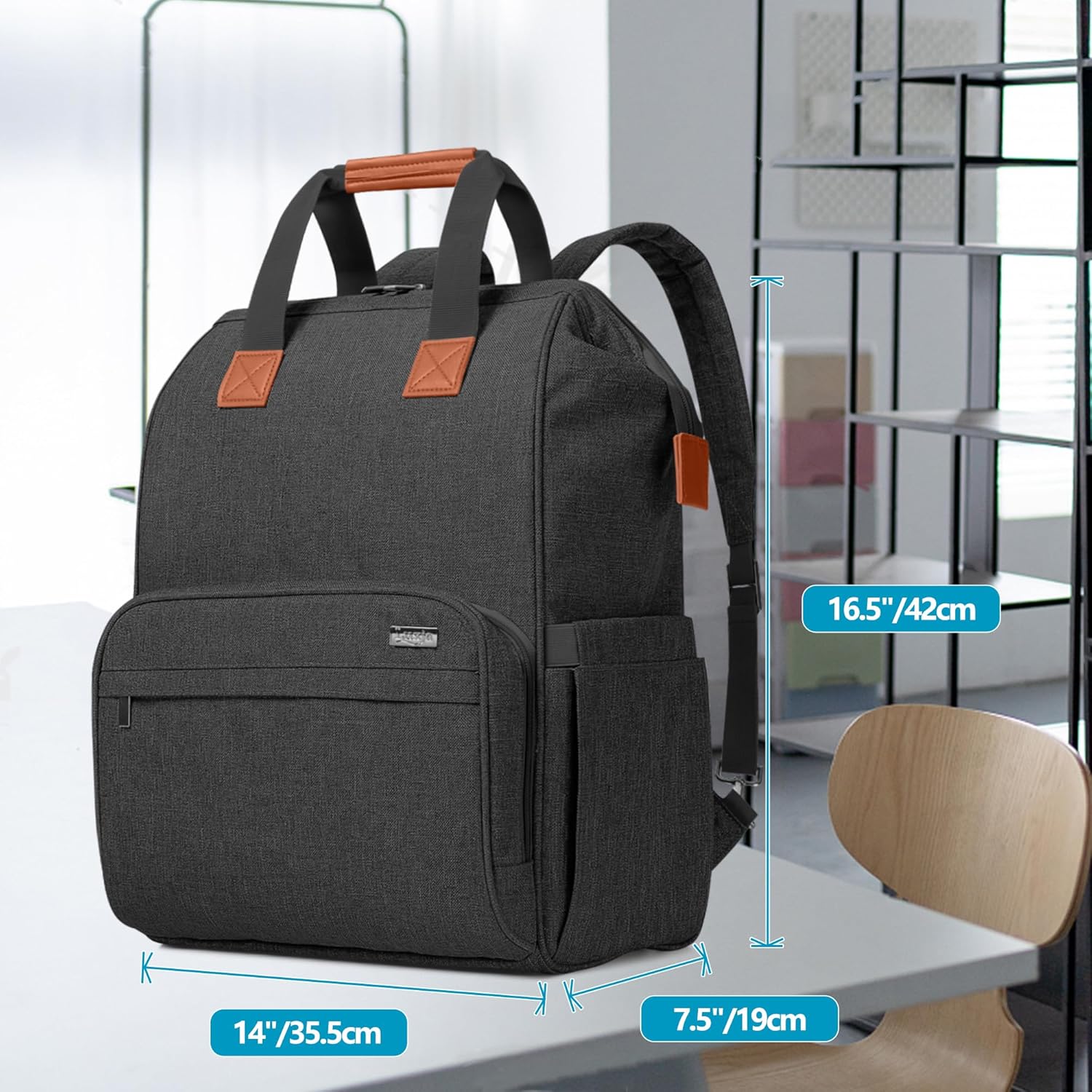 Luxja Bolsa para extractor de leche con bolsa enfriadora para madres trabajadoras, mochila para extractor de leche con funda para laptop de 14