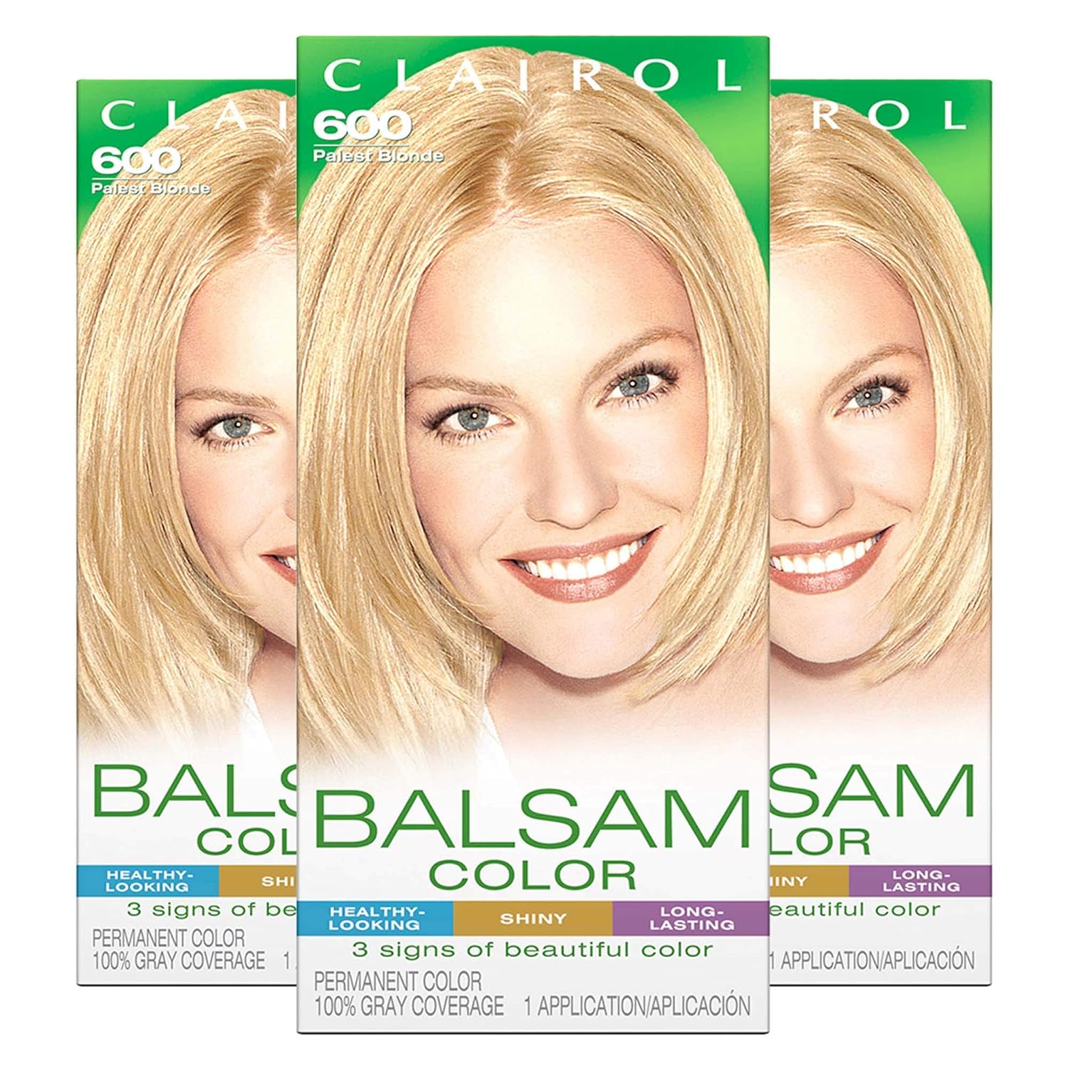 Clairol Balsam – Tinte permanente para el cabello, color rubio pálido 600, 3 unidades