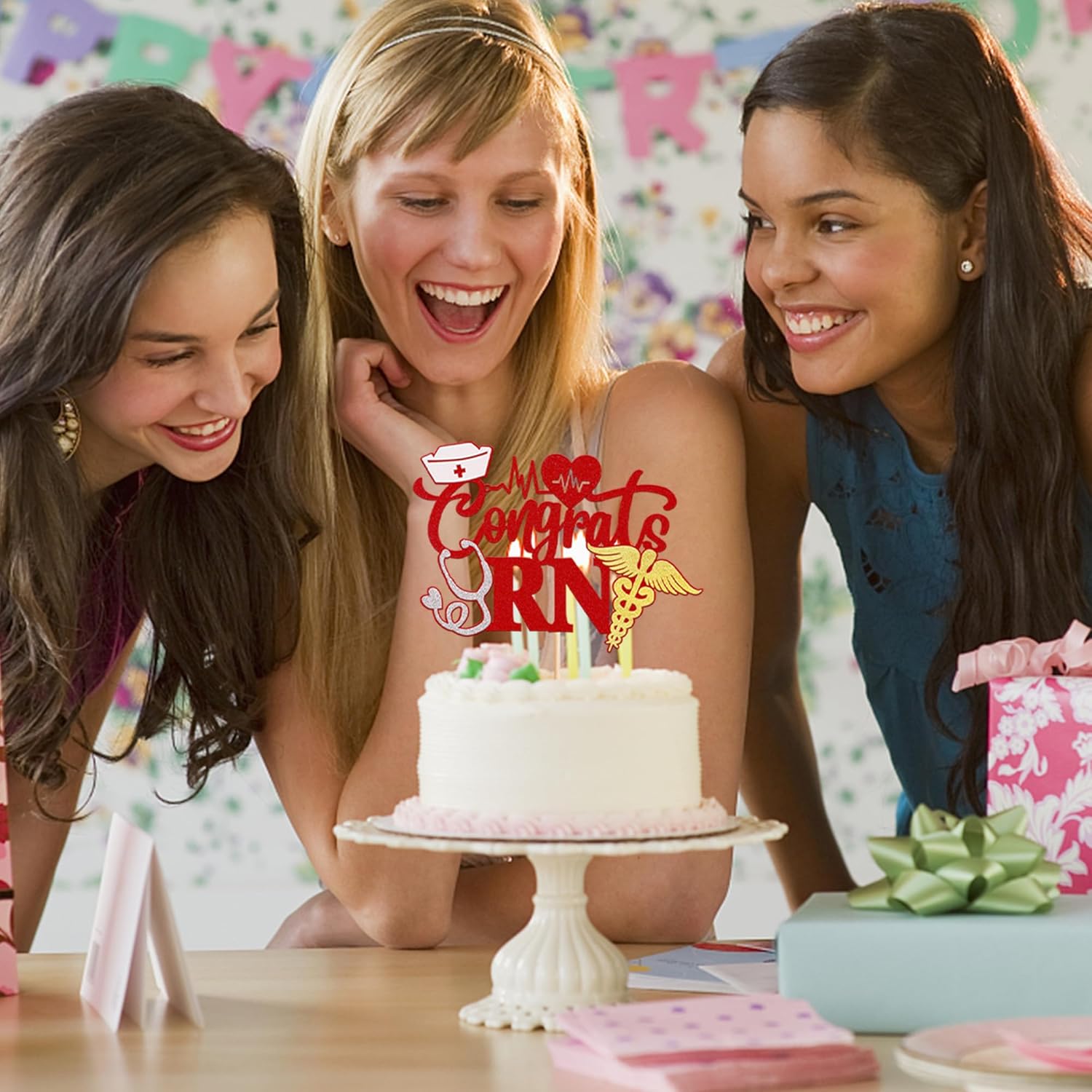 1 paquete de decoración para tartas de enfermería 2023, decoración de pastel de graduación para enfermería temática médica enfermera 2023 graduación