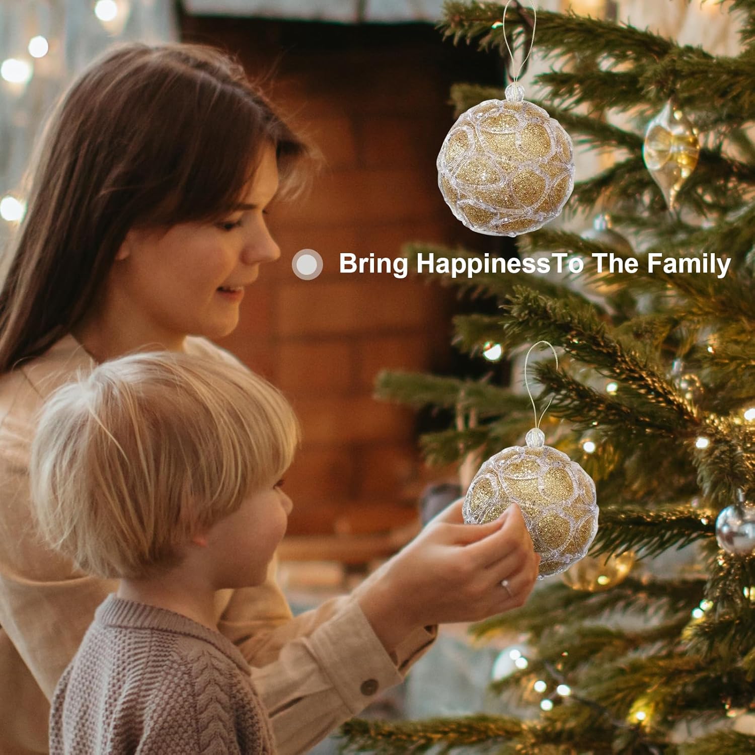 Adornos de bola de Navidad de 4.25 pulgadas, juego de 4 piezas doradas para decoración de árbol de Navidad, bodas, fiestas, vacaciones, decoración