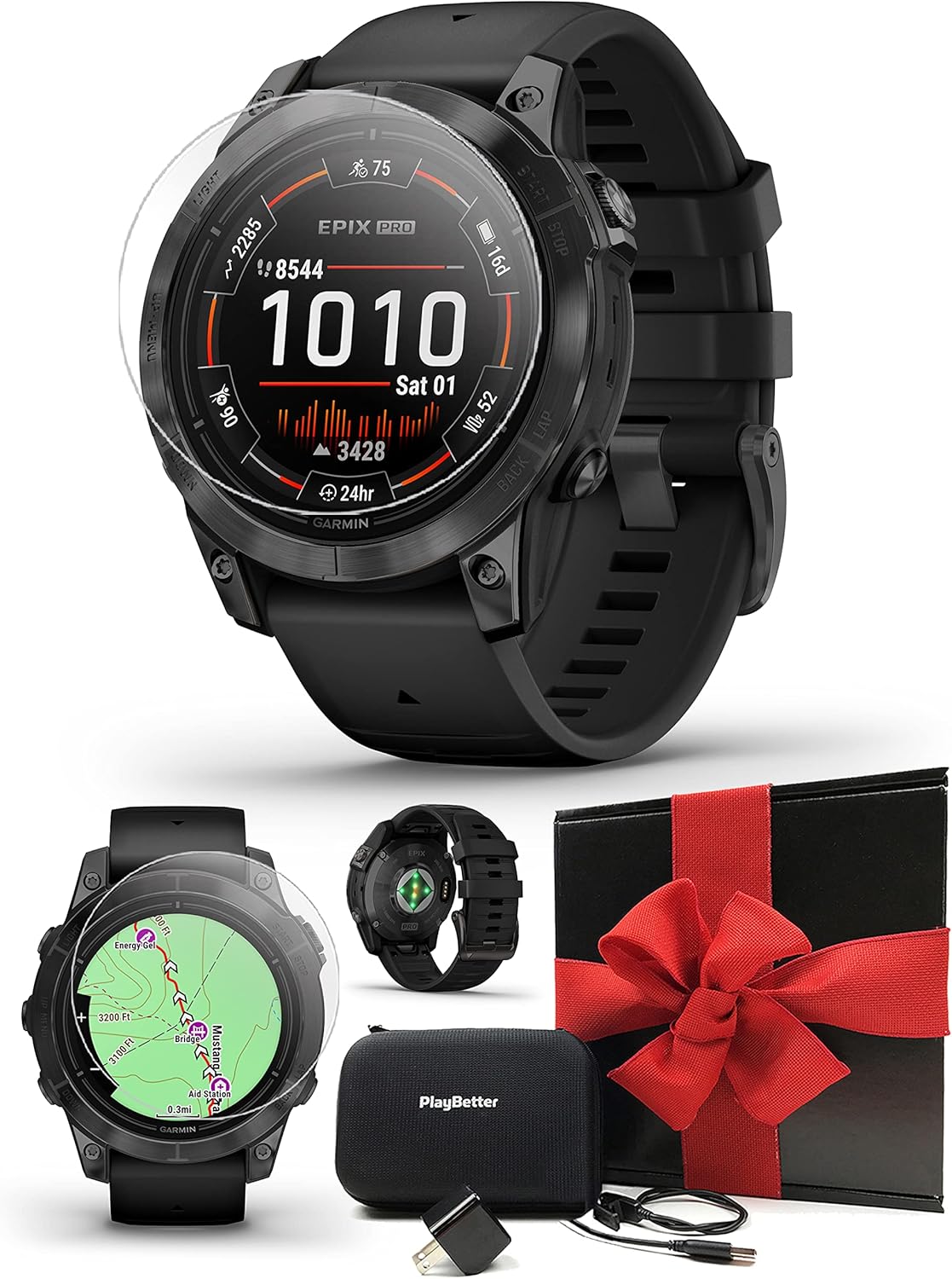 Garmin epix Pro (Gen 2) – Reloj GPS para exteriores (gris pizarranegro)  1.850 in con pantalla AMOLED y linterna incorporada  Caja de regalo,