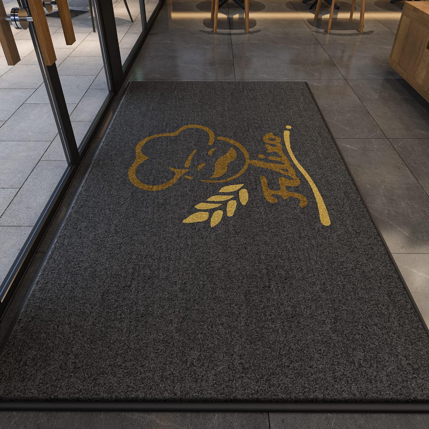 Tapete personalizado de grado comercial personalizado para puerta con parte trasera de goma para zapatos, alfombra de entrada para vestíbulos e