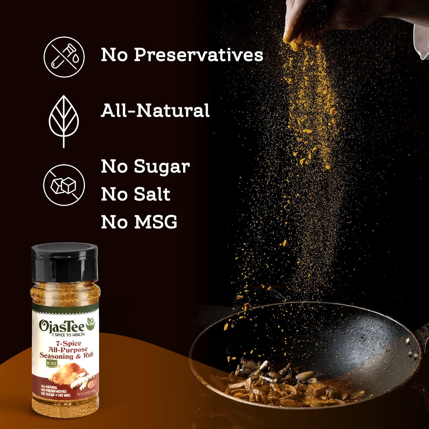 7-Spice – Condimento y frotamiento multiusos, superalimentos totalmente naturales, especias y condimentos para asar pescado, carne y verduras (2.12