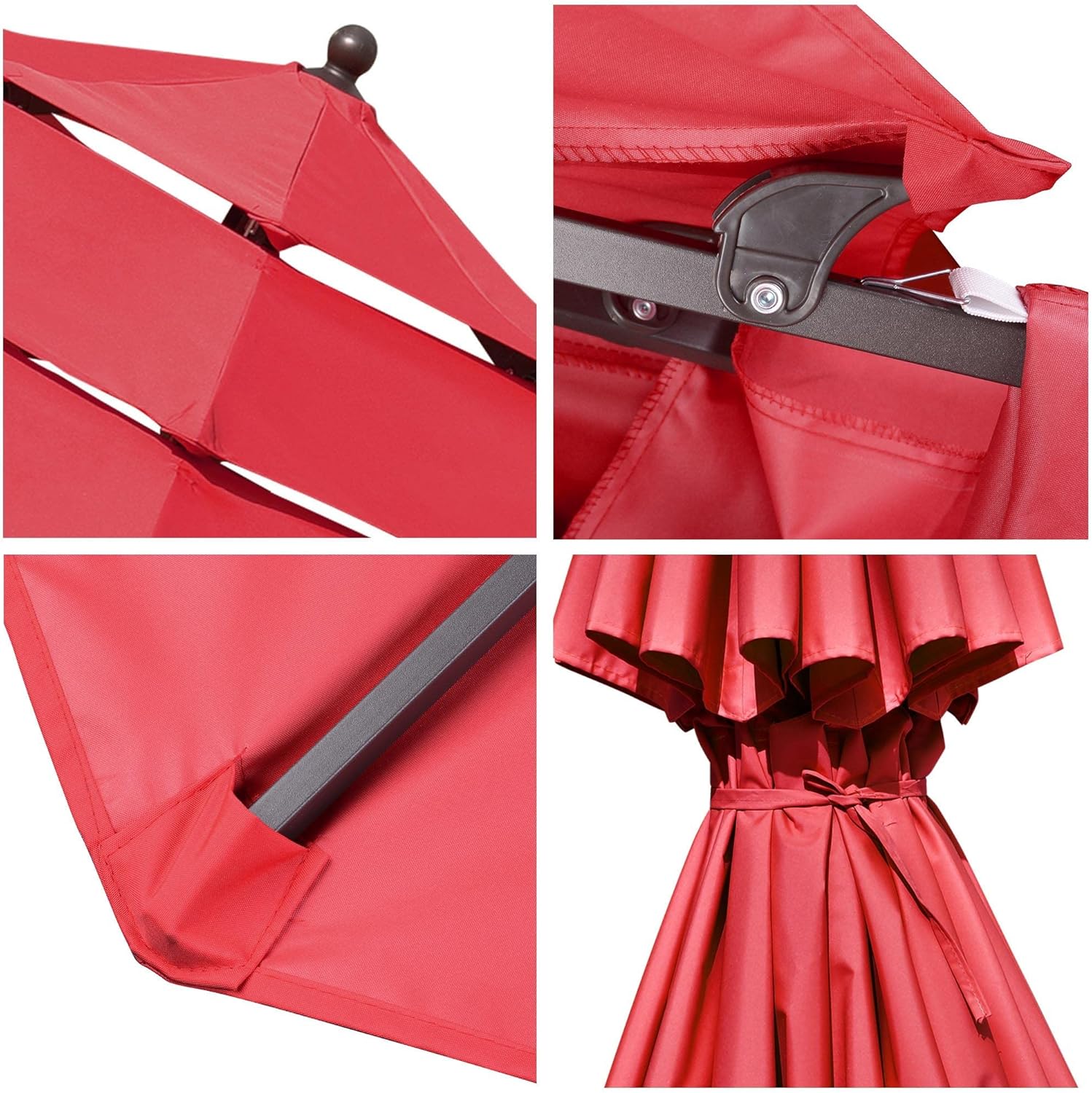 Yescom UV70+ – Sombrilla de patio de 3 niveles de 11 pies con manivela para empujar para inclinar, para jardín al aire libre, patio trasero, mesa de