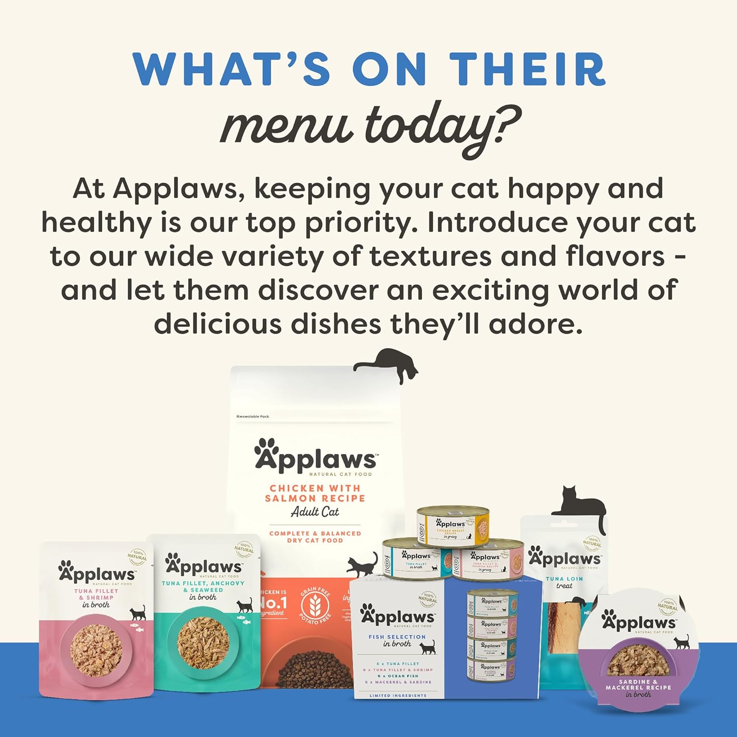 Applaws Wet Cat Food, paquete de 24, alimento húmedo enlatado de ingredientes limitados, atún y salmón en caldo, 24 latas de 2.47 onzas