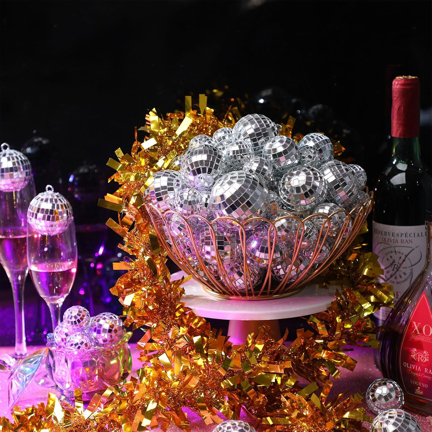 100 bolas de discoteca con espejo, decoraciones de diferentes tamaños, bolas de discoteca plateadas a granel, adornos colgantes para árbol de